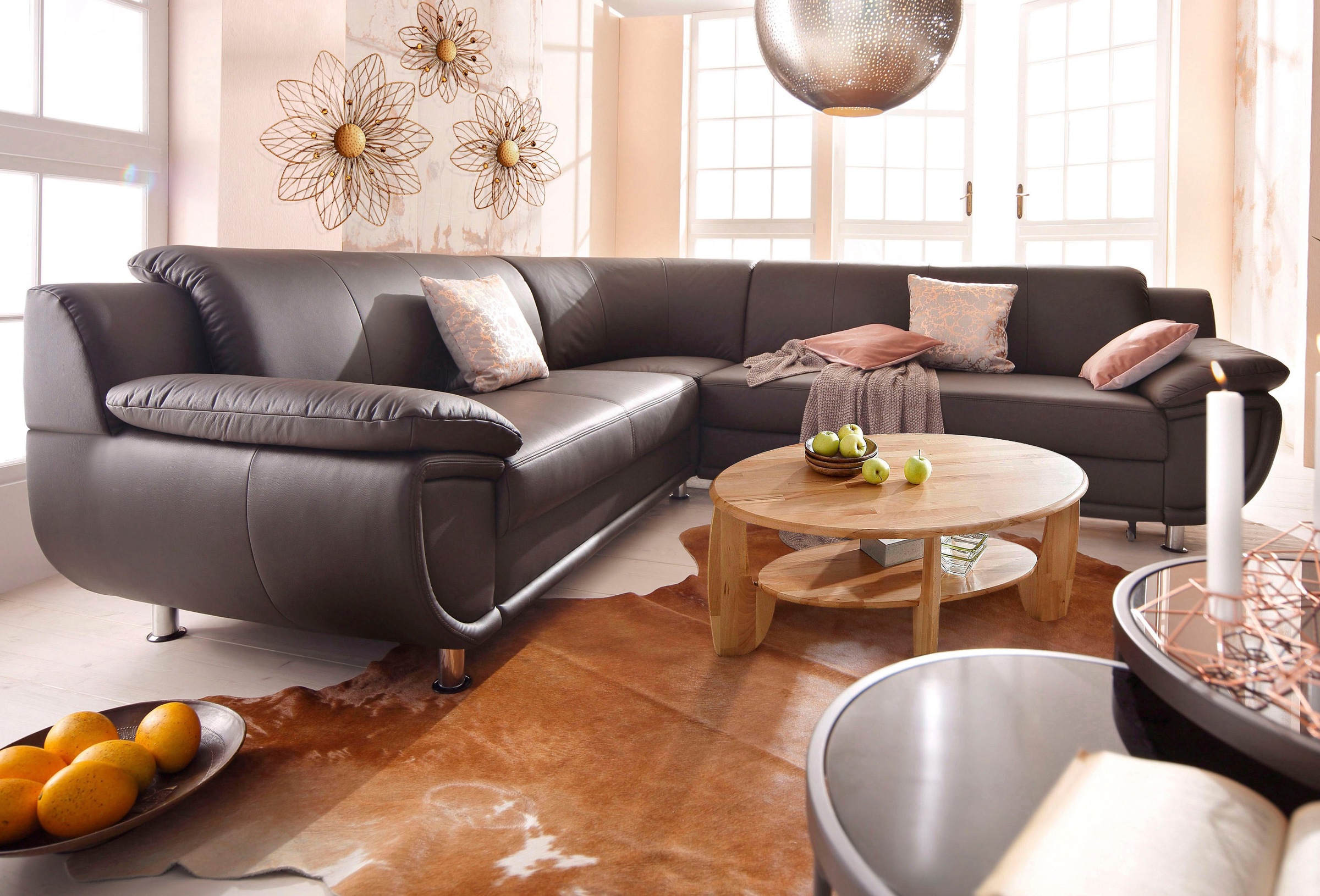 TRENDMANUFAKTUR Ecksofa »Rondo wahlweise mit Schlaffunktion, bequeme Armleh günstig online kaufen