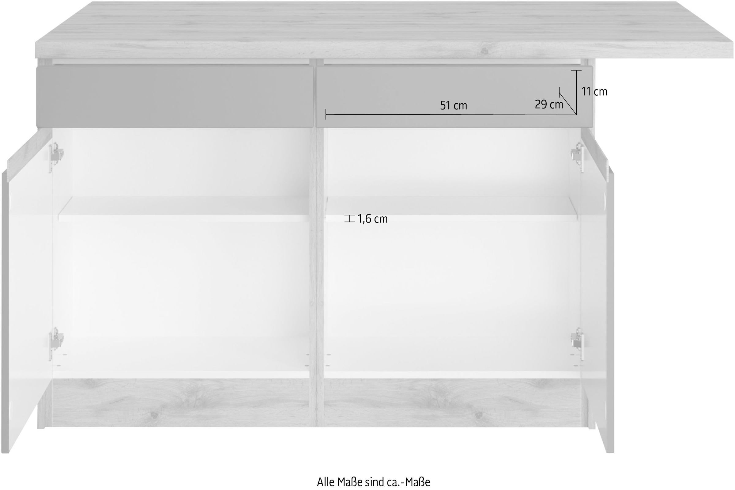 Kochstation Kücheninsel »KS-Riesa«, Breite 153 cm, Tiefe 100 cm, MDF-Fronten