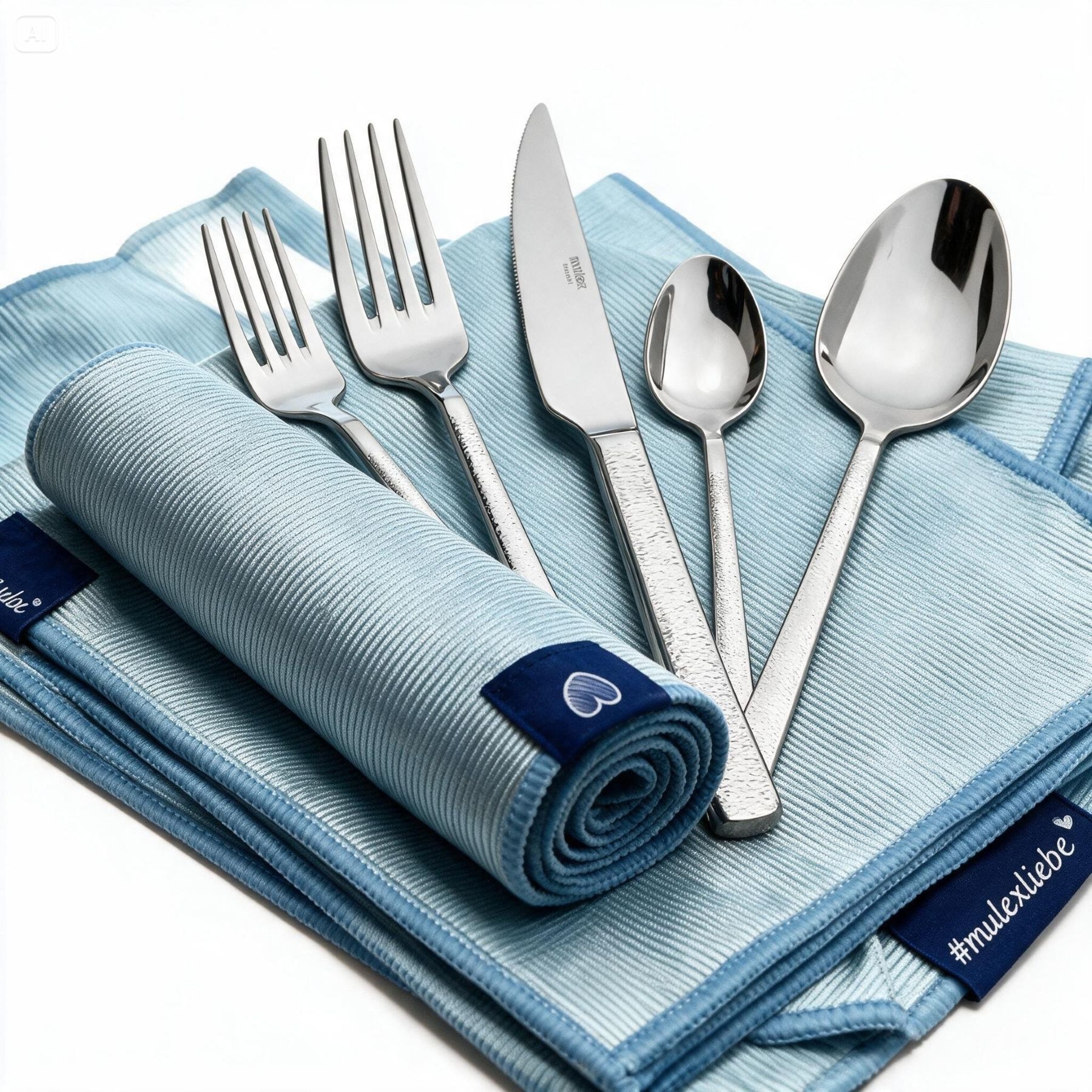 Mulex Besteck-Set »Genua, Besteckset mit 3 Multifunktionstüchern« Kratzfestes Besteck mit edlem Design und angenehmer Haptik