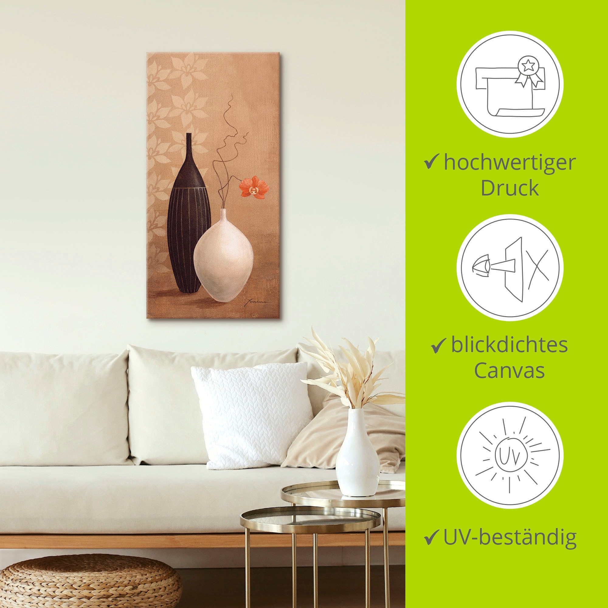 Artland Wandbild »Schmalhalsvase«, Vasen & Töpfe, (1 St.), als Alubild, Outdoorbild, Leinwandbild, Wandaufkleber, versch. Größen