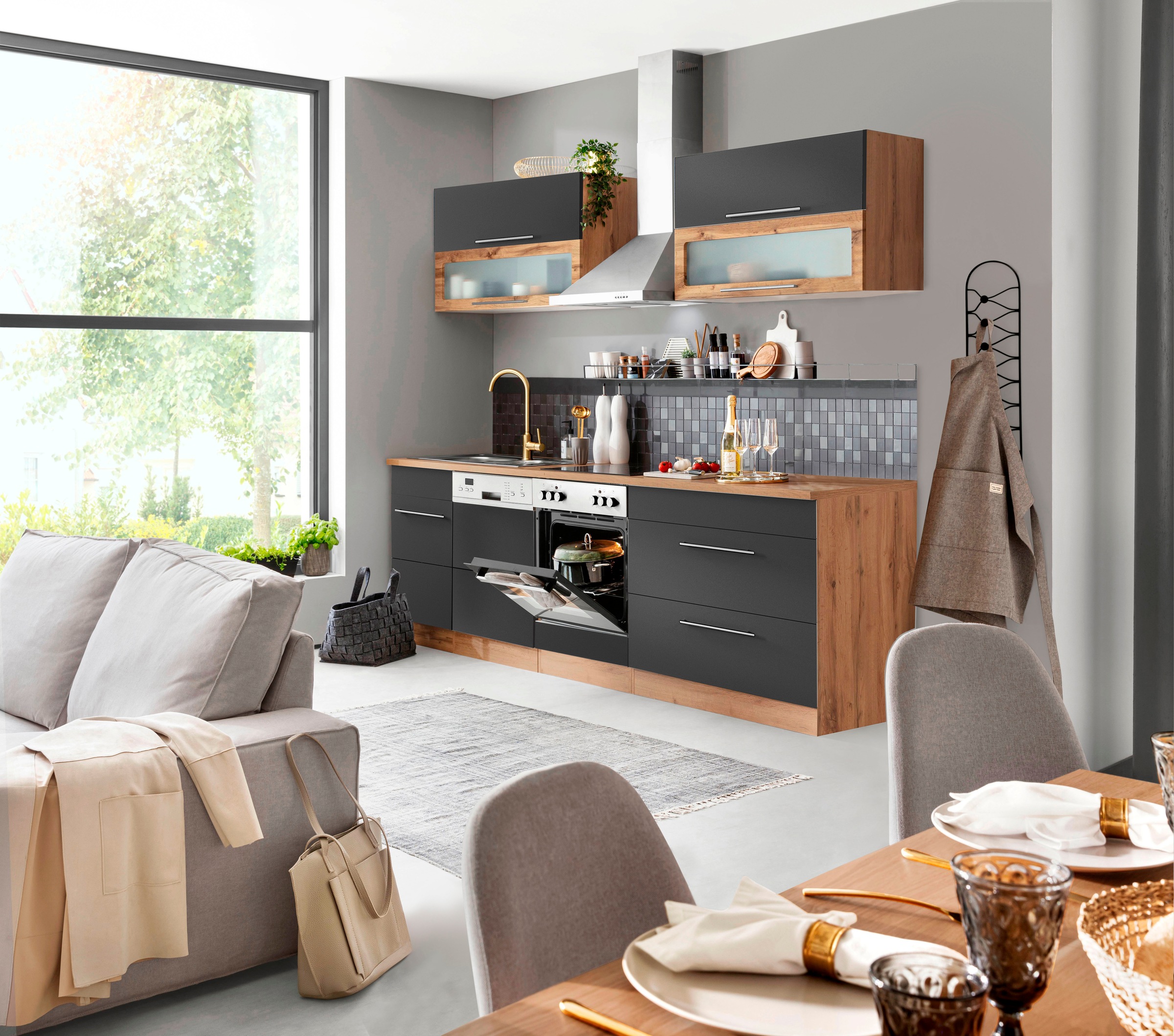 KOCHSTATION Küchenzeile »KS-Wien« Breite 270 cm, wahlweise mit E-Geräten günstig online kaufen