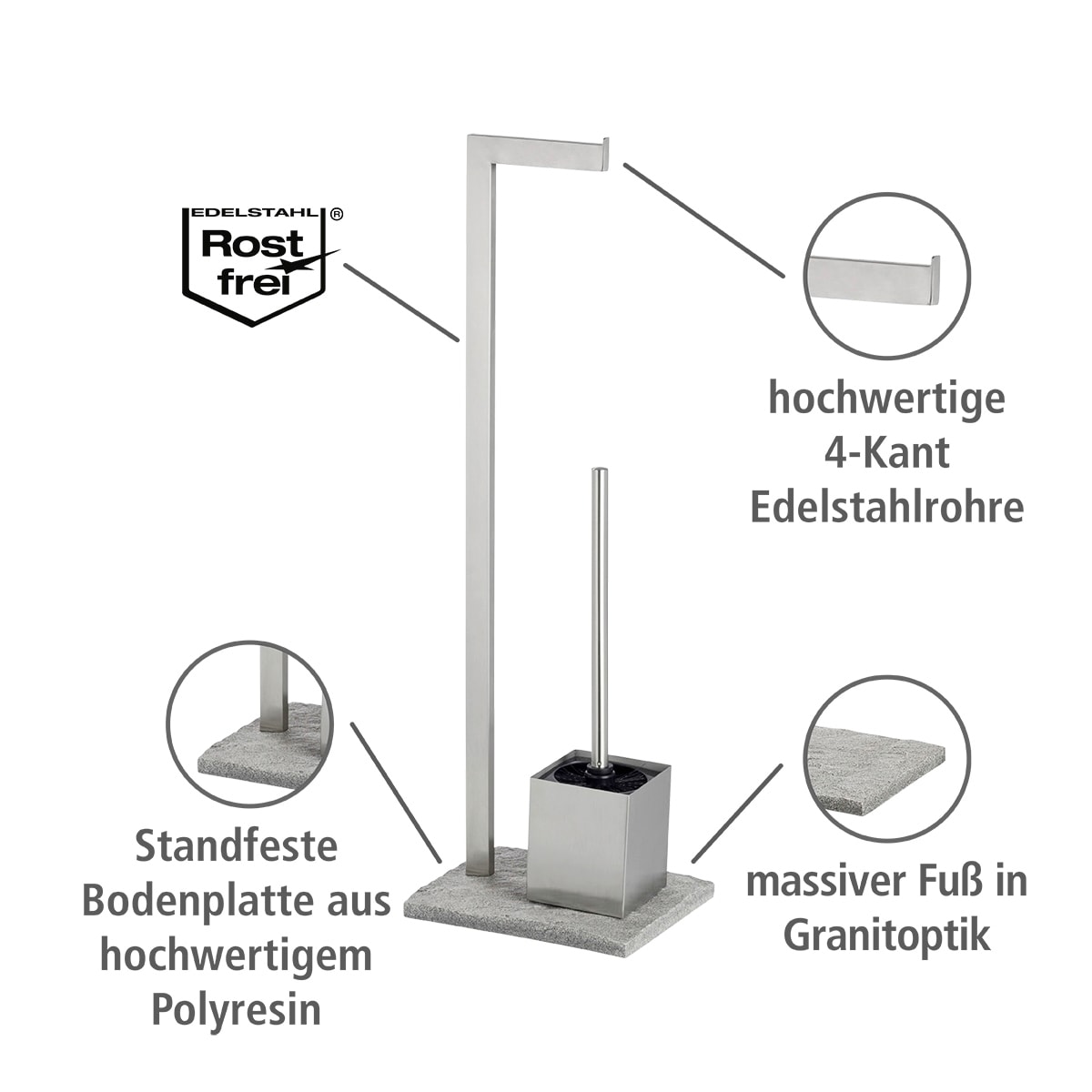 WENKO kaufen aus rostfrei (Kunststein), Edelstahl-Polyresin »Granit«, online Edelstahl WC-Garnitur
