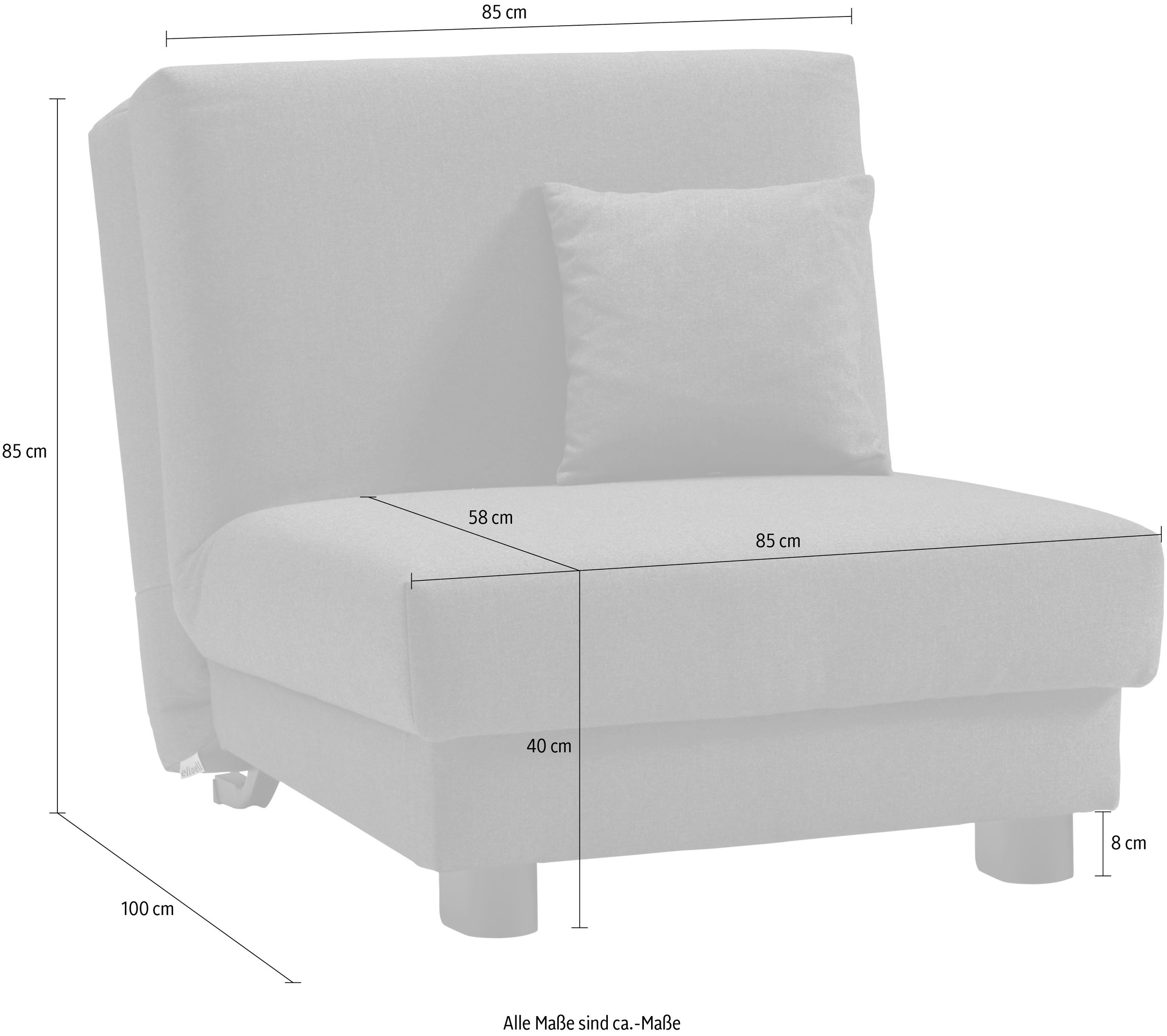 ell + ell Schlafsofa »Enny«, Liegefläche Breite 80 cm, Liegehöhe 40 cm, Füße alufarben, Rückenlehne
