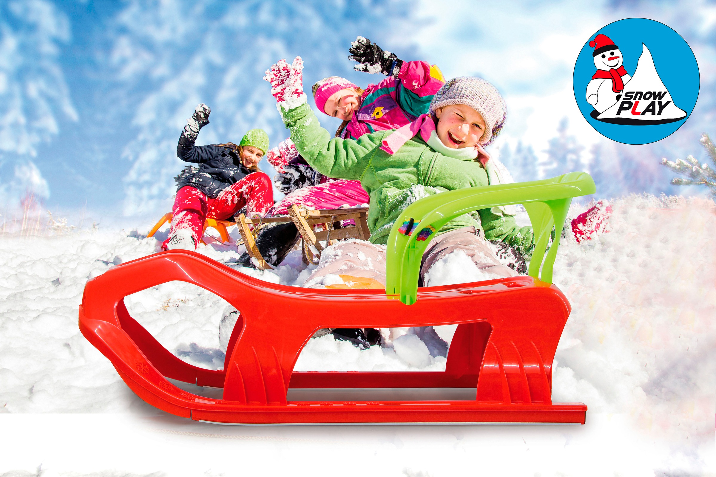 Jamara Schlitten »Snow Play Schlitten Snow-Star 90 cm, mit Rückenlehne«, Made in Europe