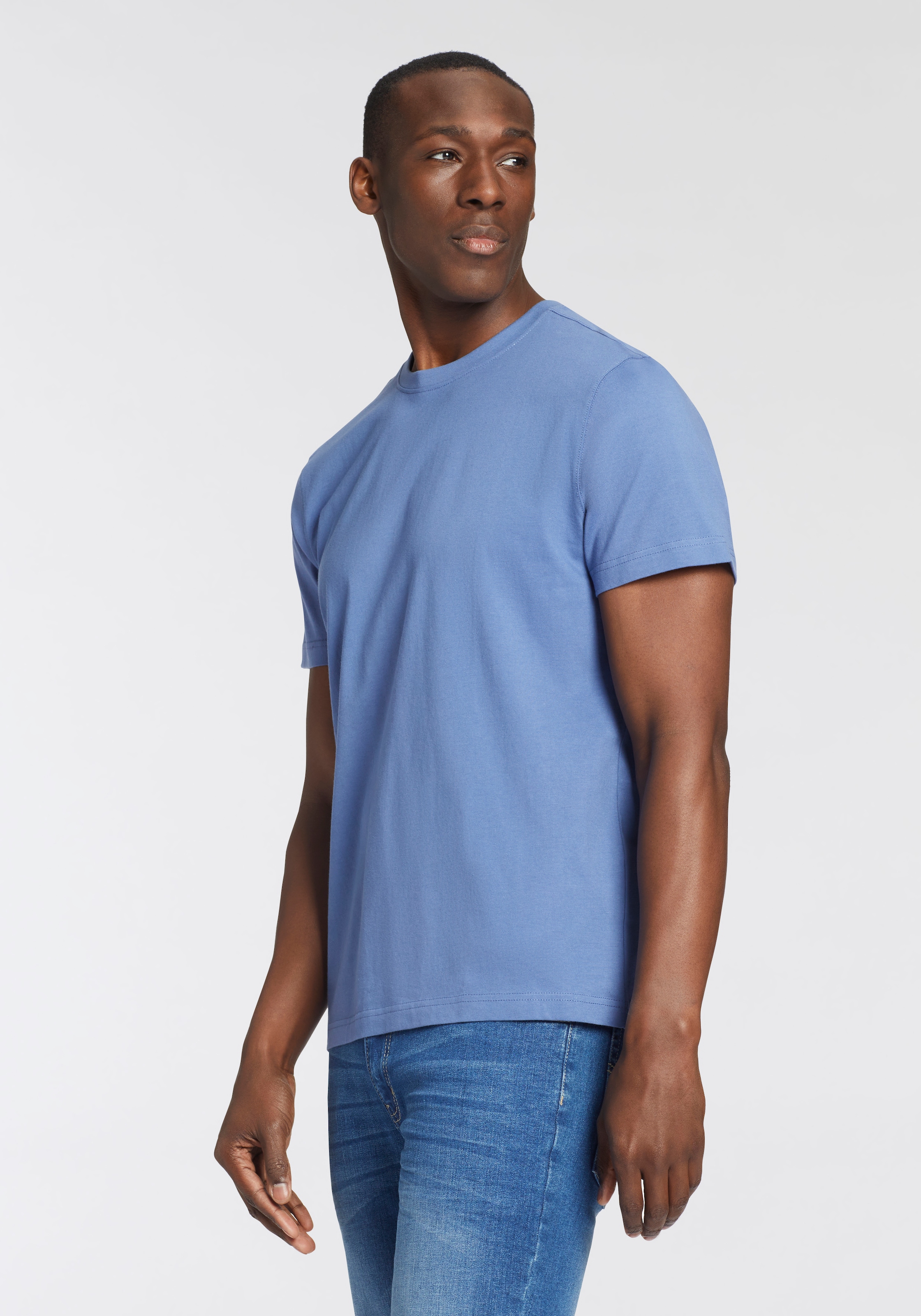 Man's World T-Shirt »neue Farben!«, (3er-Pack), Kurzarm, unifarben, Rundhals, aus Baumwolle