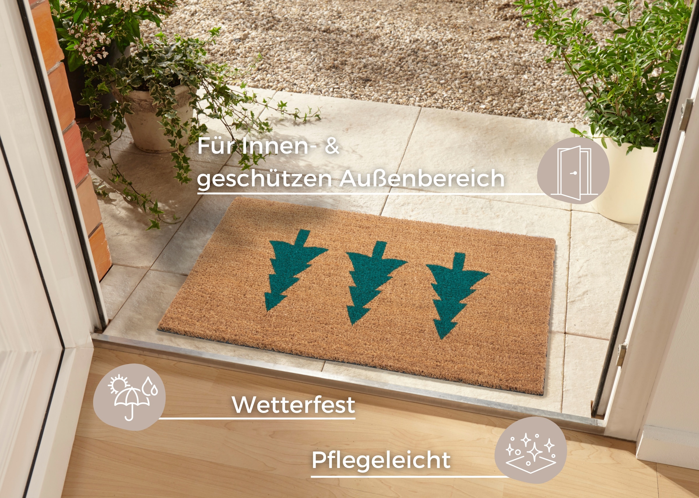 HANSE Home Fußmatte »Mix Mats Kokos Pine Trees, Türmatte«, rechteckig, 15 mm Höhe, Weihnachten, Schmutzfangmatte, Outdoor, Rutschfest, Innen, Kokosmatte