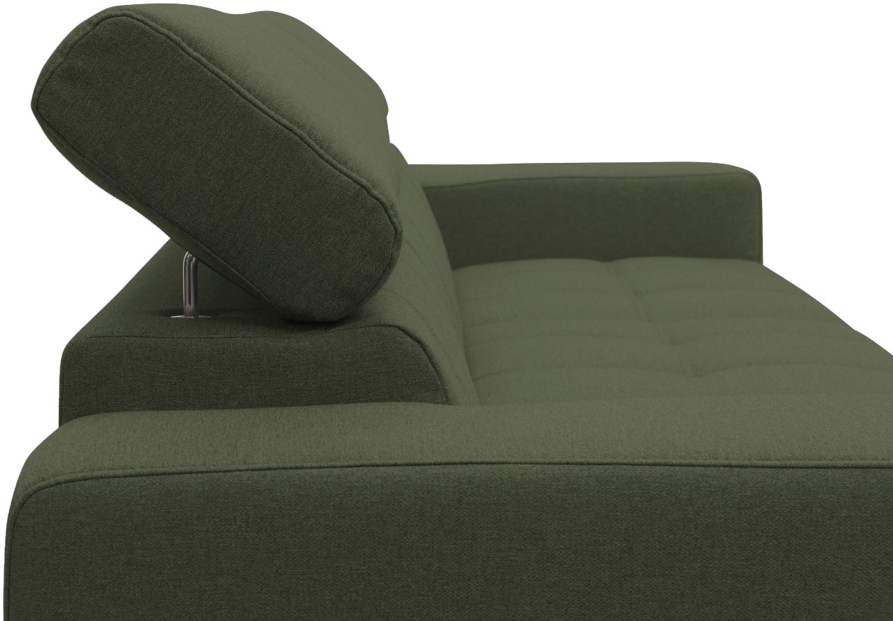 DOMO collection Ecksofa »Trento L-Form, mit Kufenfuß oder Einzelfuß«, wahlweise mit Kopfteilverstellung, Recamiere links/rechts bestellbar