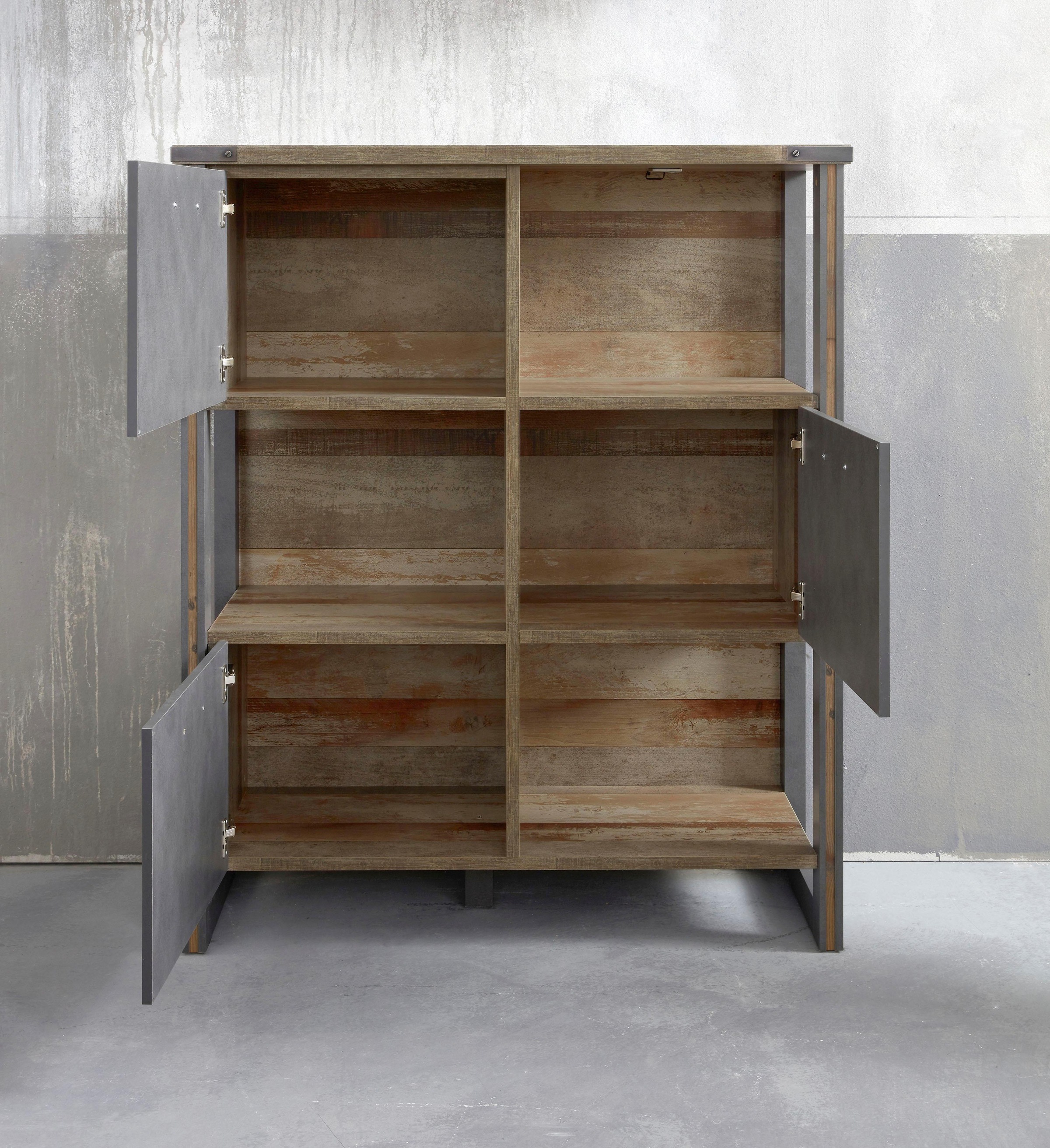 Home affaire Regal »Bristol«, Standregal im Industrial Style mit 3 offenen und geschlossenen Fächern