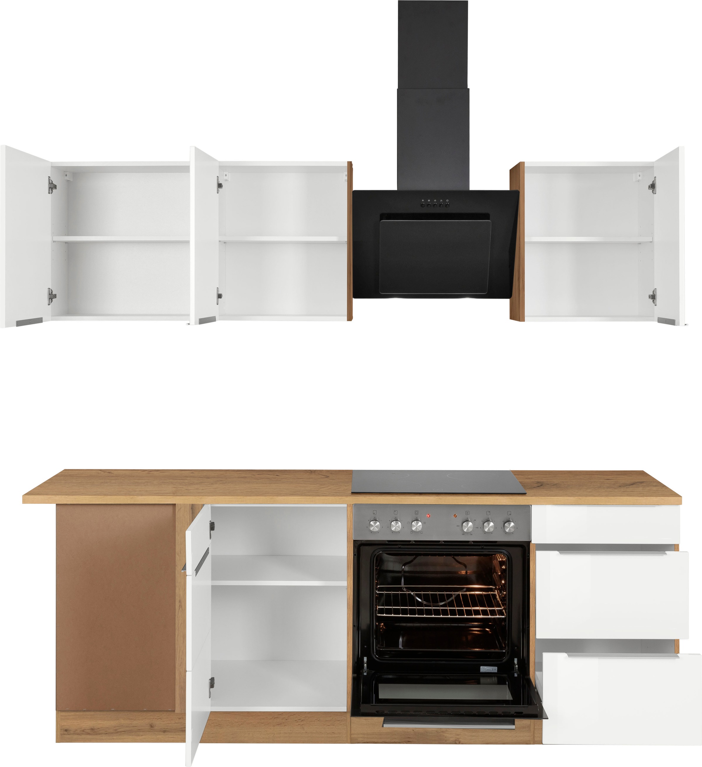 KOCHSTATION Winkelküche »KS-Brindisi«, Stellbreite 220/220 cm, wahlweise mit E-Geräten, mit MDF-Fronten