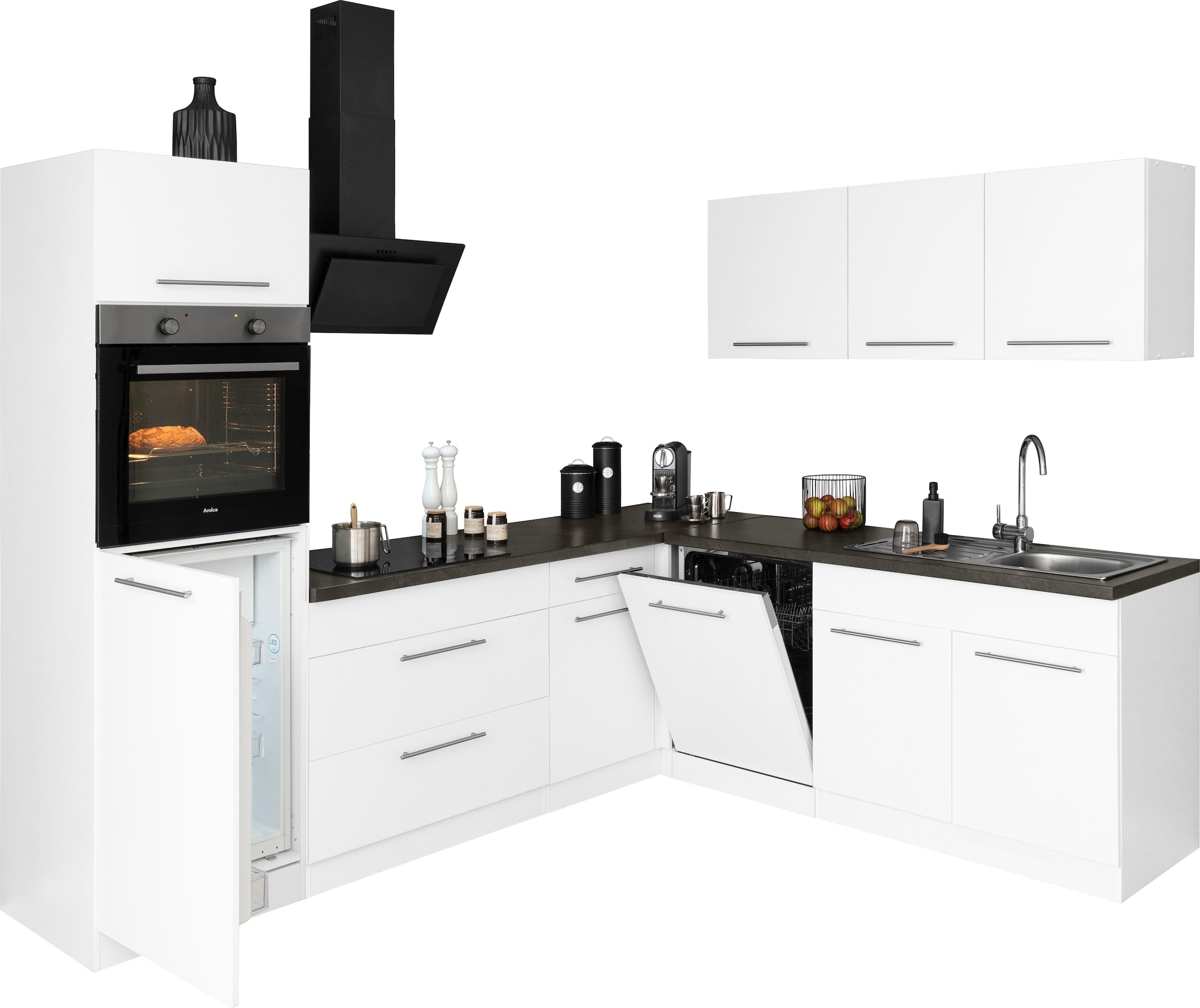 wiho Küchen Winkelküche »Unna« ohne E-Geräte, Stellbreite 260 x 220 cm