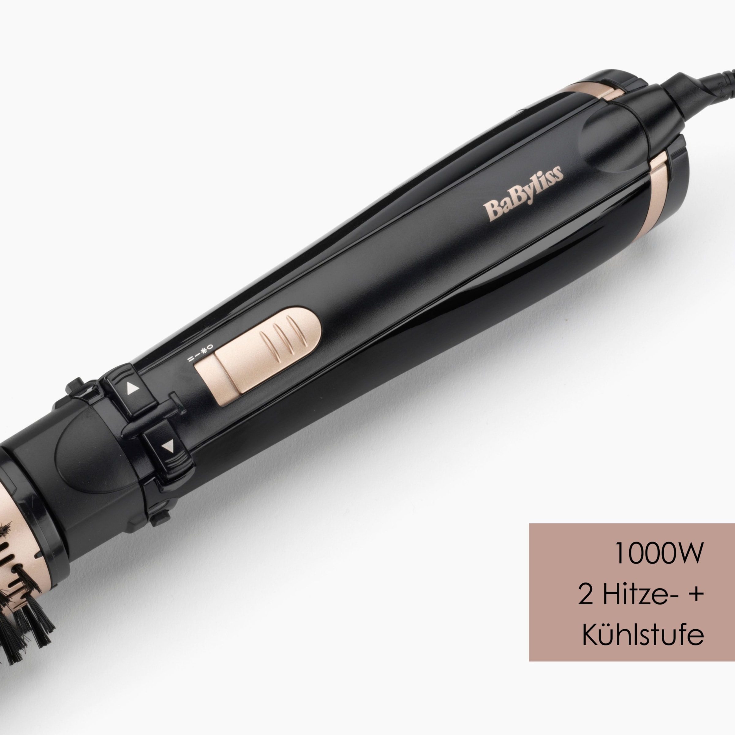 BaByliss Warmluftbürste »BaByliss Big Hair 1000 Warmluftbürste rotierend, AS962E« 2 Aufsätze Rotierender Rundbürstenföhn mit Ionen, 2 Aufsätze für Volumen, 1000 W