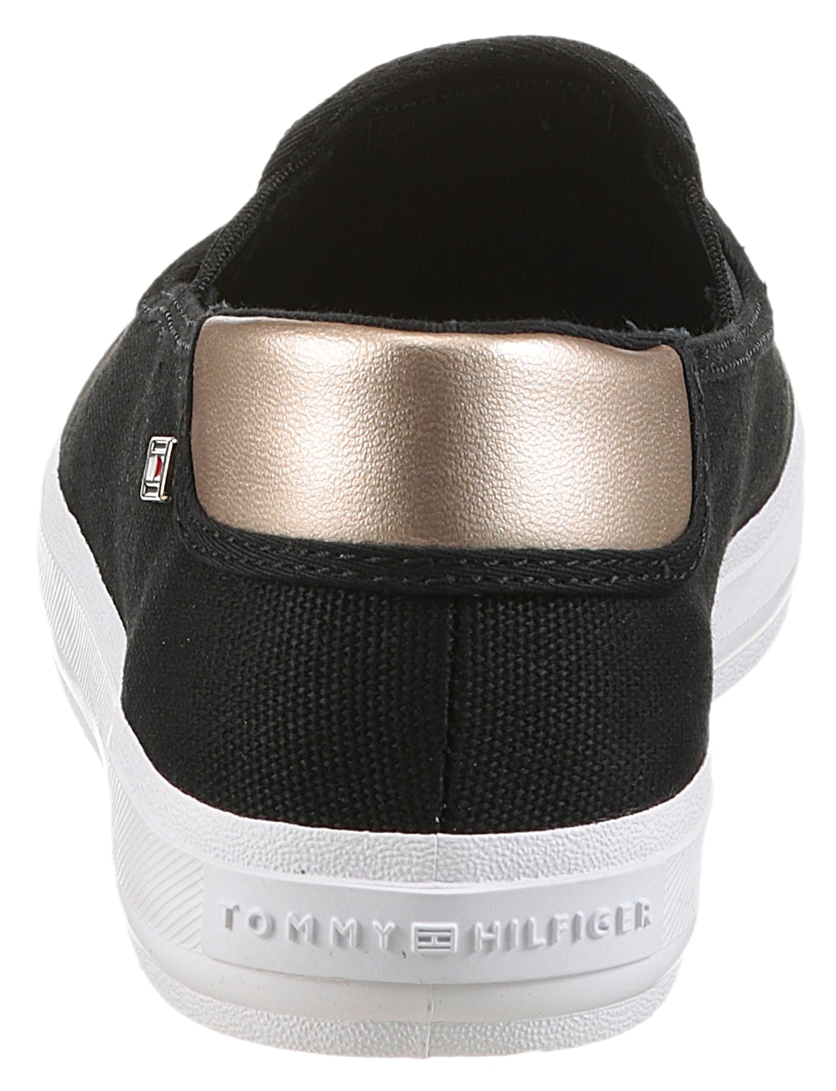 Tommy Hilfiger Slip-On Sneaker »VULC CANVAS SLIP-ON SNEAKER«, Plateau, Freizeitschuh, Halbschuh mit Kontrastbesatz, schmale Form
