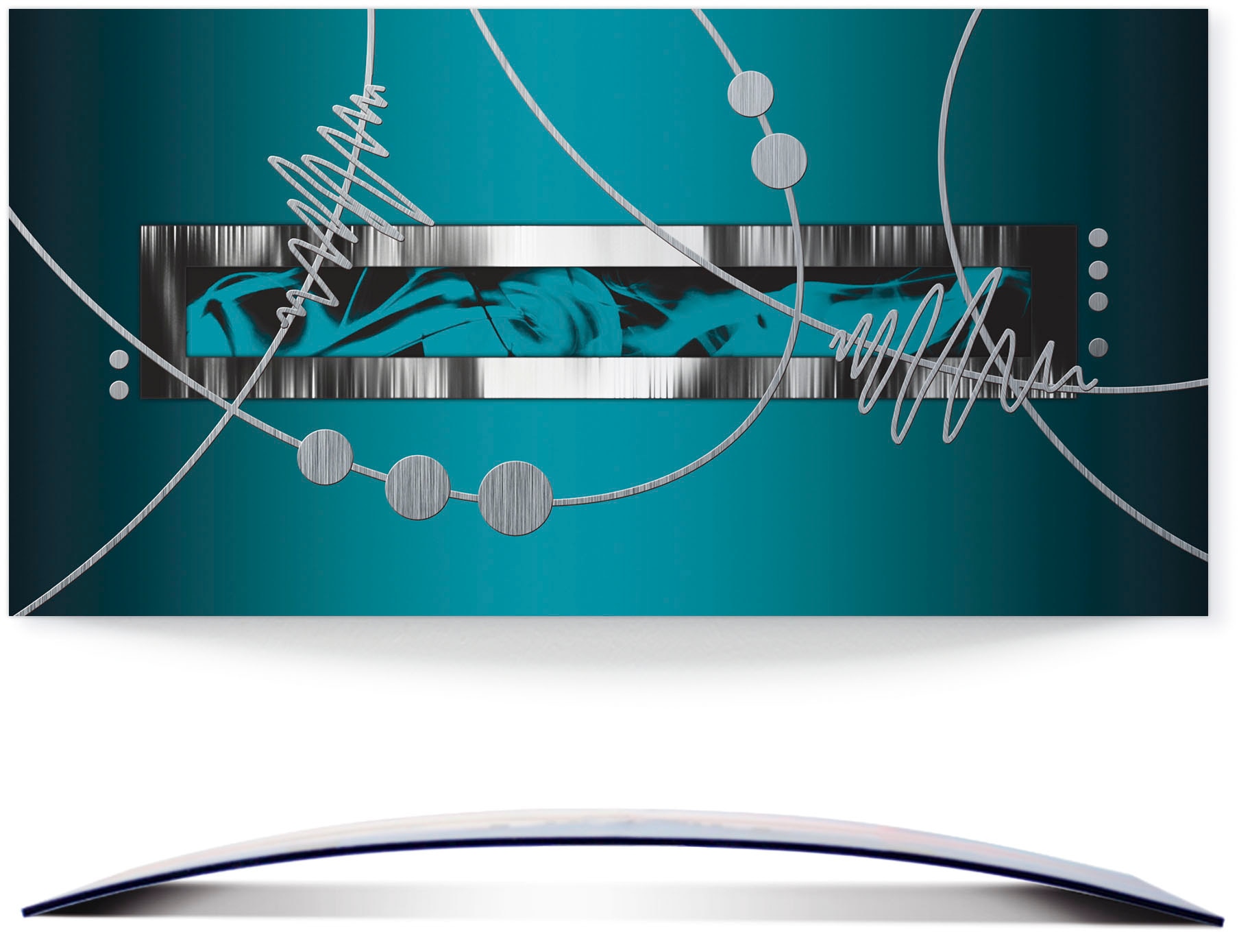 Artland Wandbild »Silber abstrakt auf petrol«, Gegenstandslos, (1 St.), 3D günstig online kaufen