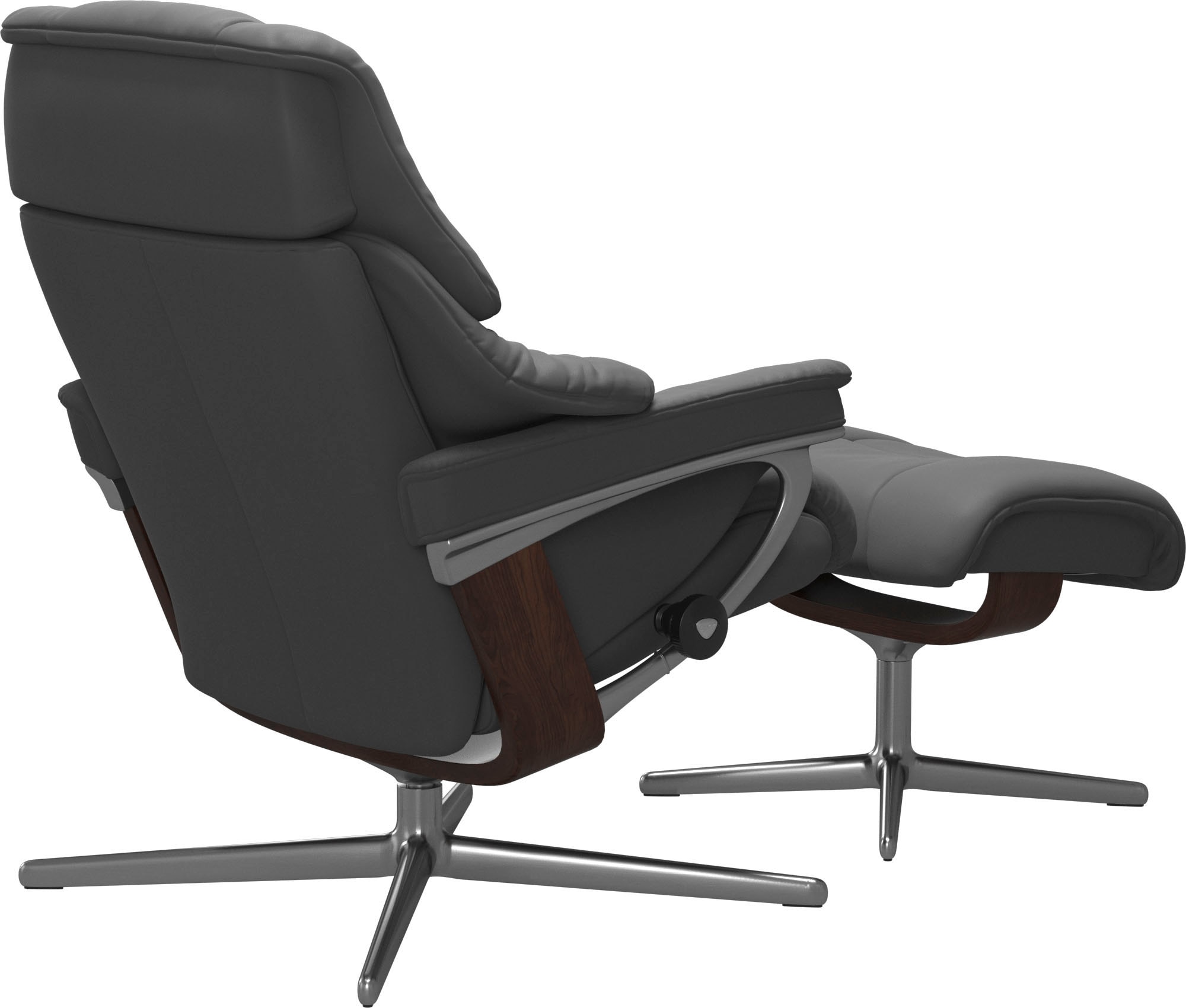 Stressless® Relaxsessel »Reno« Set, Relaxsessel mit Hocker,  mit Hocker, mit Cross Base, Größe S, M & L, Holzakzent Braun