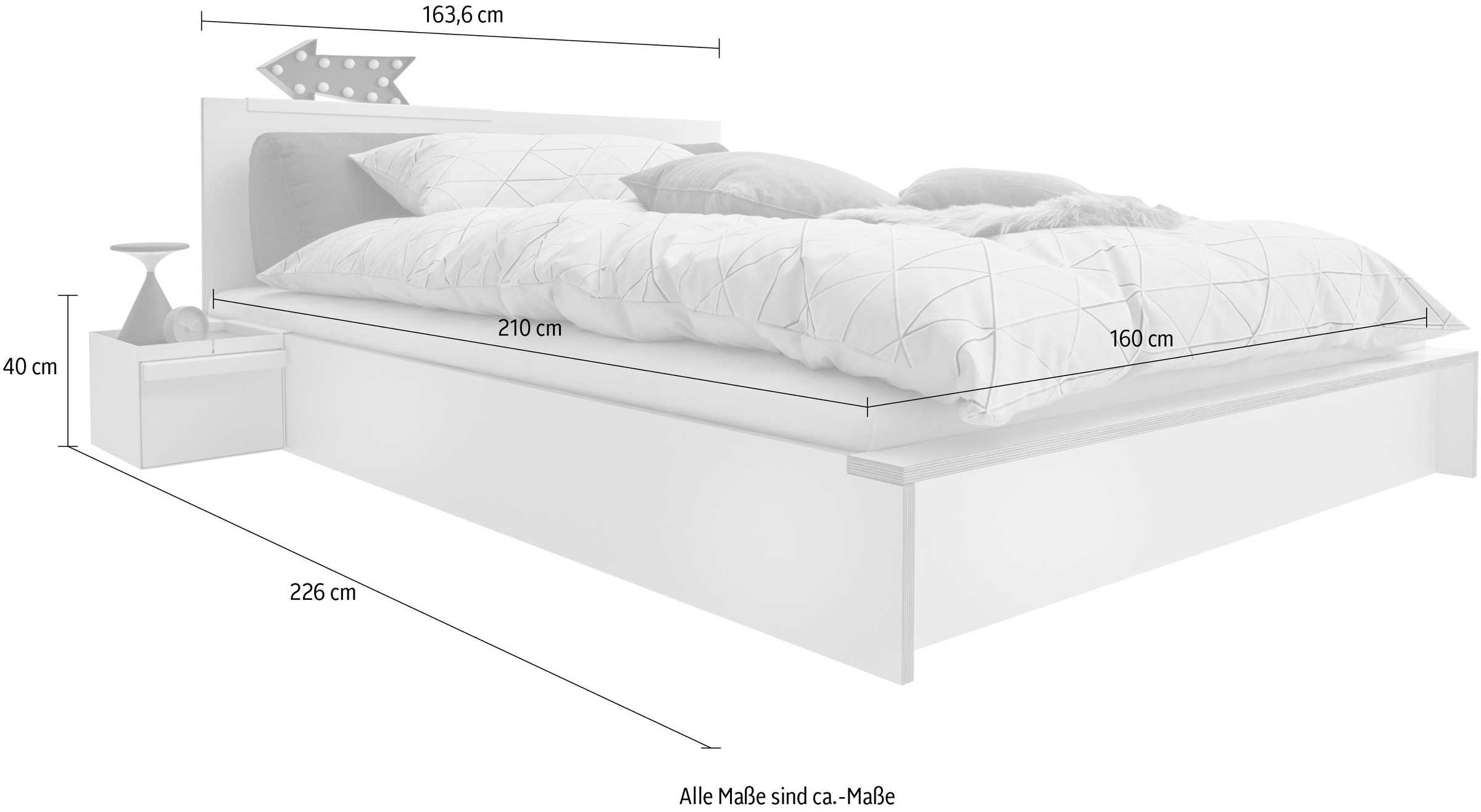 8. Bild von Müller SMALL LIVING Holzbett »FLAI HIGH«, Überlänge Liegefläche 210 cm, Komfort Höhe 40 cm ohne Kopfteil