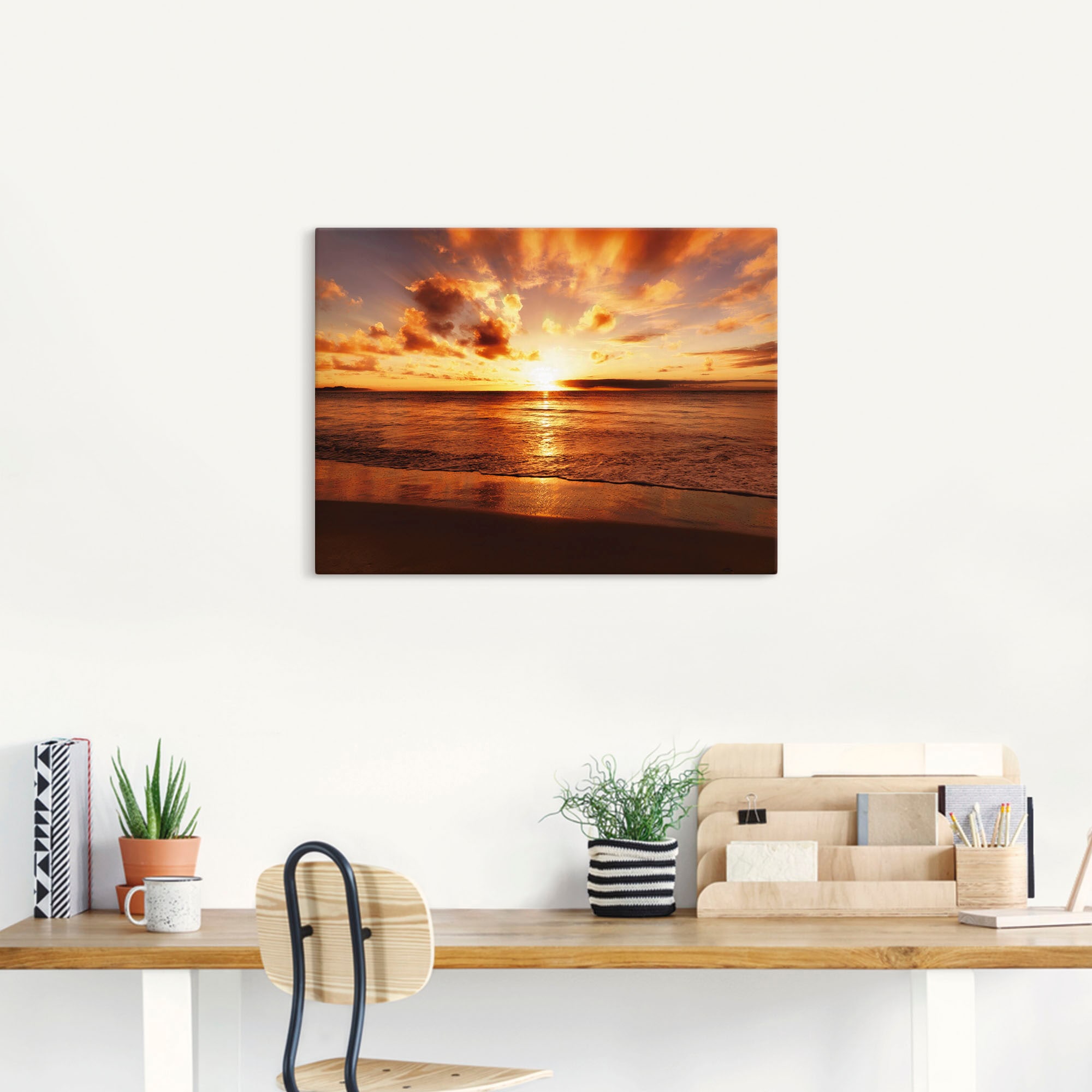 Artland Wandbild "Schöner Sonnenuntergang Strand", Gewässer, (1 St.), als L günstig online kaufen