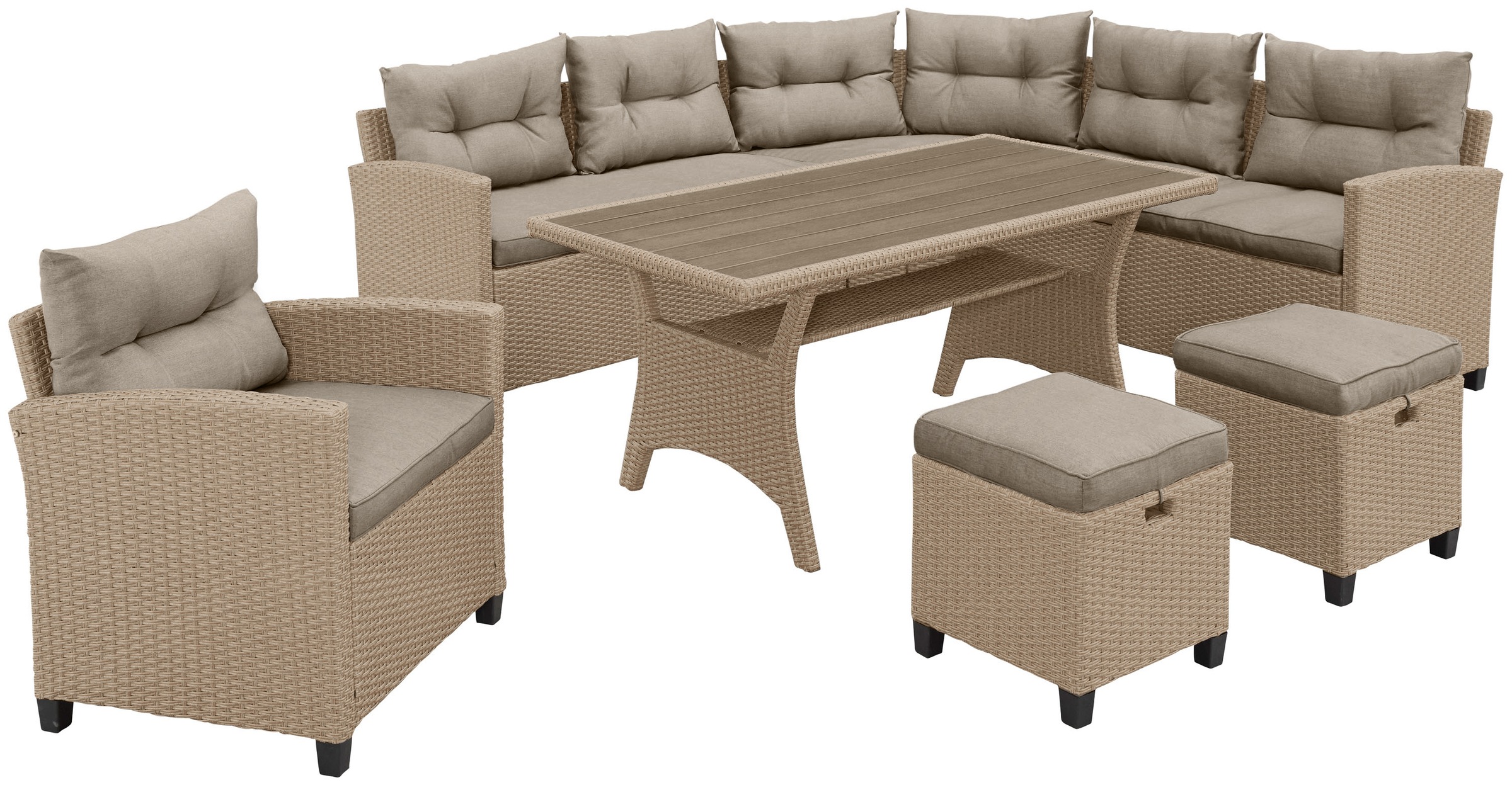 KONIFERA Gartenlounge-Set »Keros Premium« Set, 2x 2er Sofa, 1x Ecke, 1x Ses günstig online kaufen
