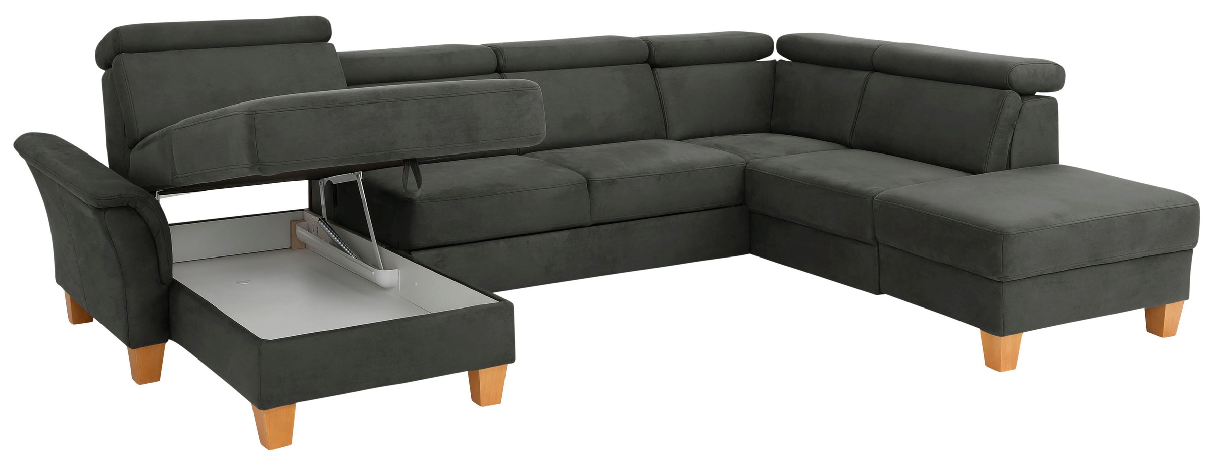 Home affaire Wohnlandschaft »Conville U-Form«, Kopfteilverstellung wahlweise mit Bettfunktion und Bettkasten