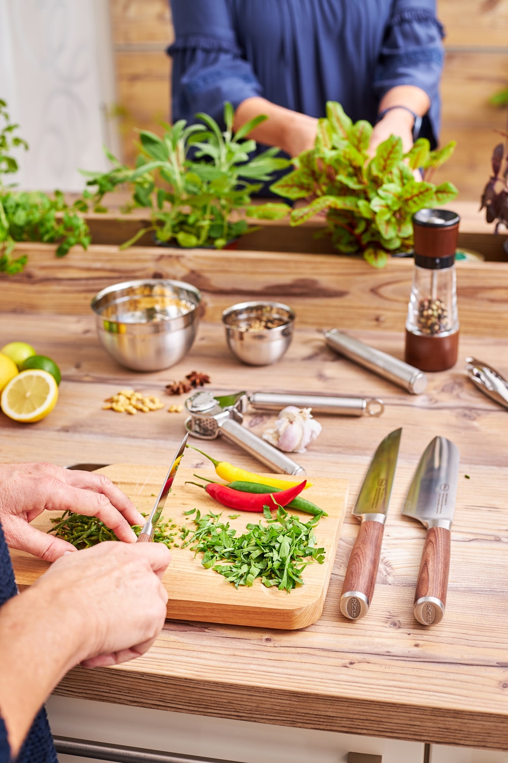 RÖSLE Santokumesser »Masterclass«, (1 tlg.), für Fleisch, Fisch und Gemüse, Made in Solingen, Klingenspezialstahl