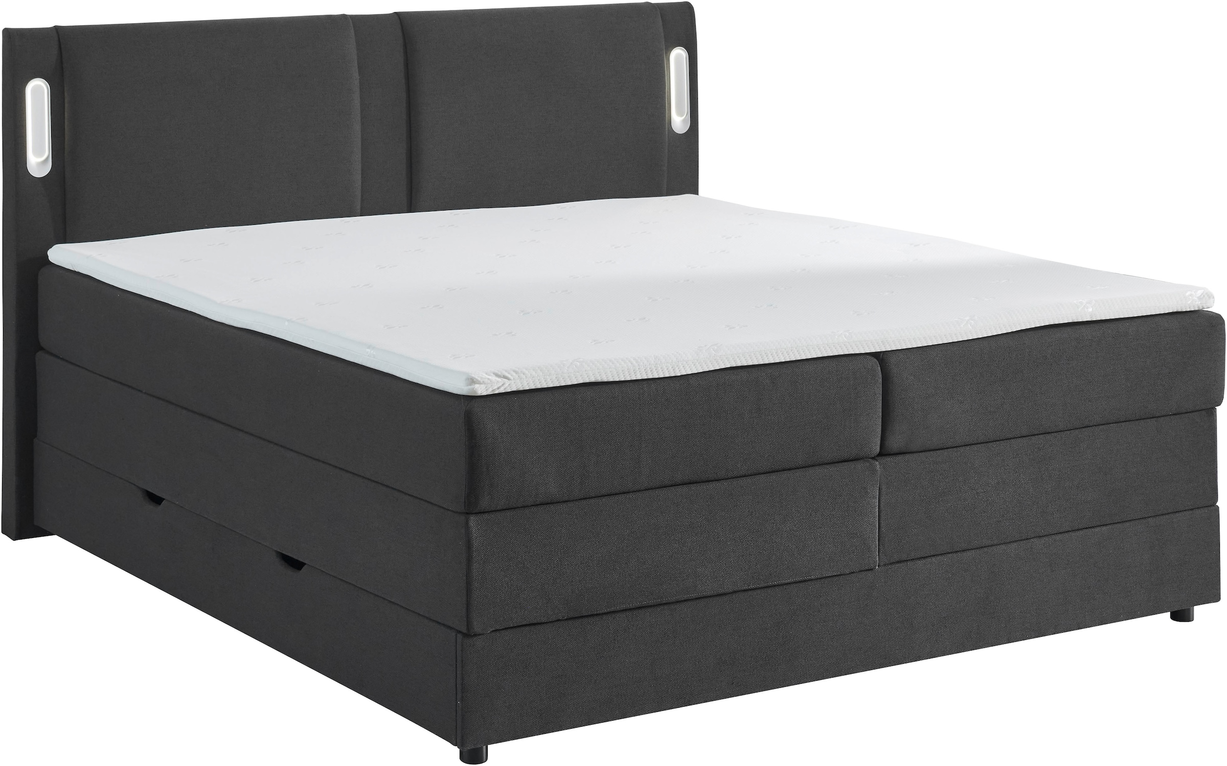 INOSIGN Boxbett »Elverta inkl. Bettkasten und LED-Beleuchtung« erhältlich in der Breite 180x200cm, Kopfteil in Kissenoptik