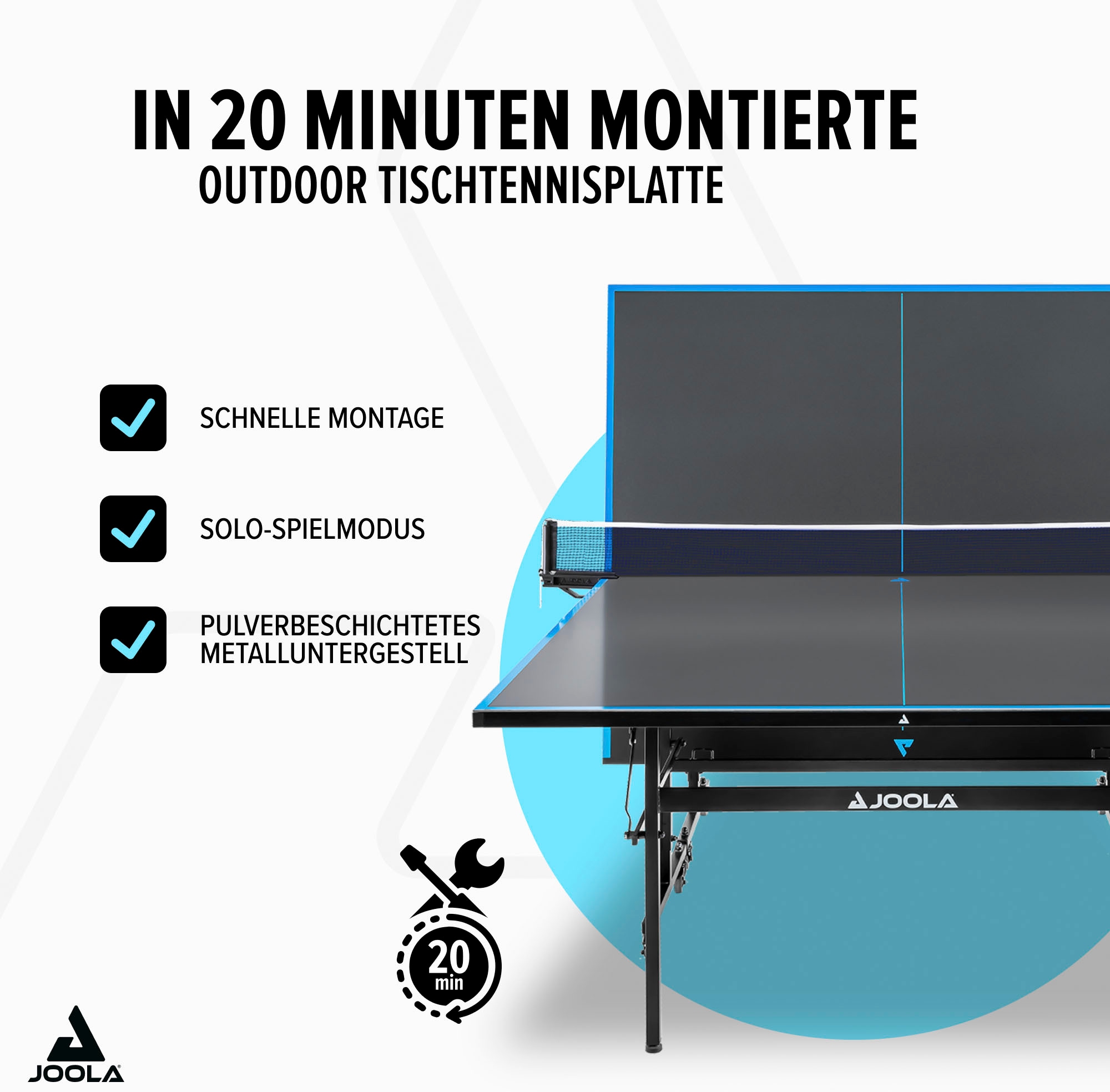 Joola Tischtennisplatte »Outdoor J100A«, (Packung), wetterfest, klappbares Untergestell, inkl. Netz