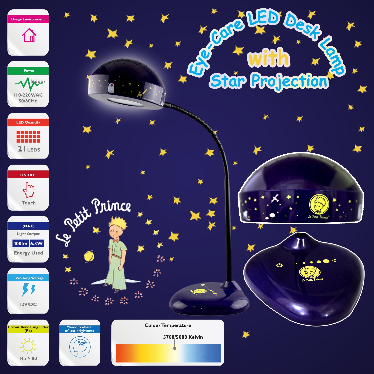 niermann LED Tischleuchte »Kleiner Prinz«, 1 flammig, Leuchtmittel LED-Modul | LED fest integriert, Tisch-Leseleuchte Kleiner Prinz, Made in Germany