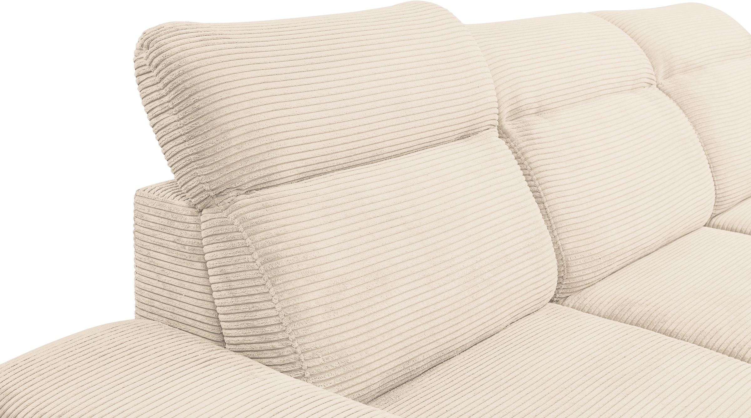 WERK2 Ecksofa »Alicante Cord, inkl. Bettfunktion & Bettkasten, Breite 280cm, L-Form« Schlafsofa mit Bettkasten & verstellbaren Kopfstützen.