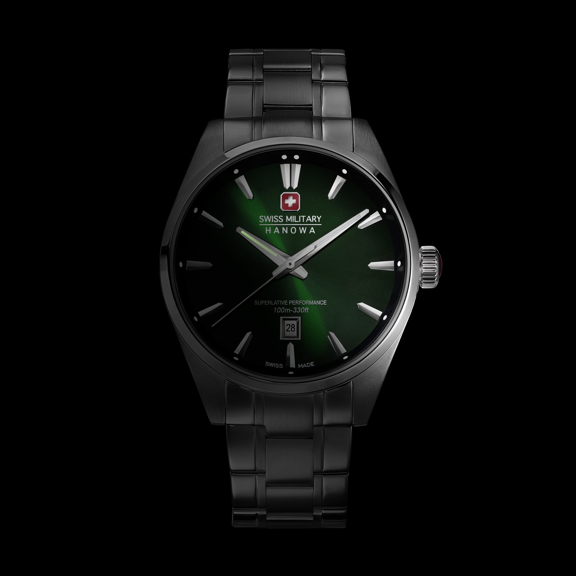 Swiss Military Hanowa Quarzuhr »Thunder« Armbanduhr, Herrenuhr, Swiss Made, Edelstahlarmband, analog, Tag