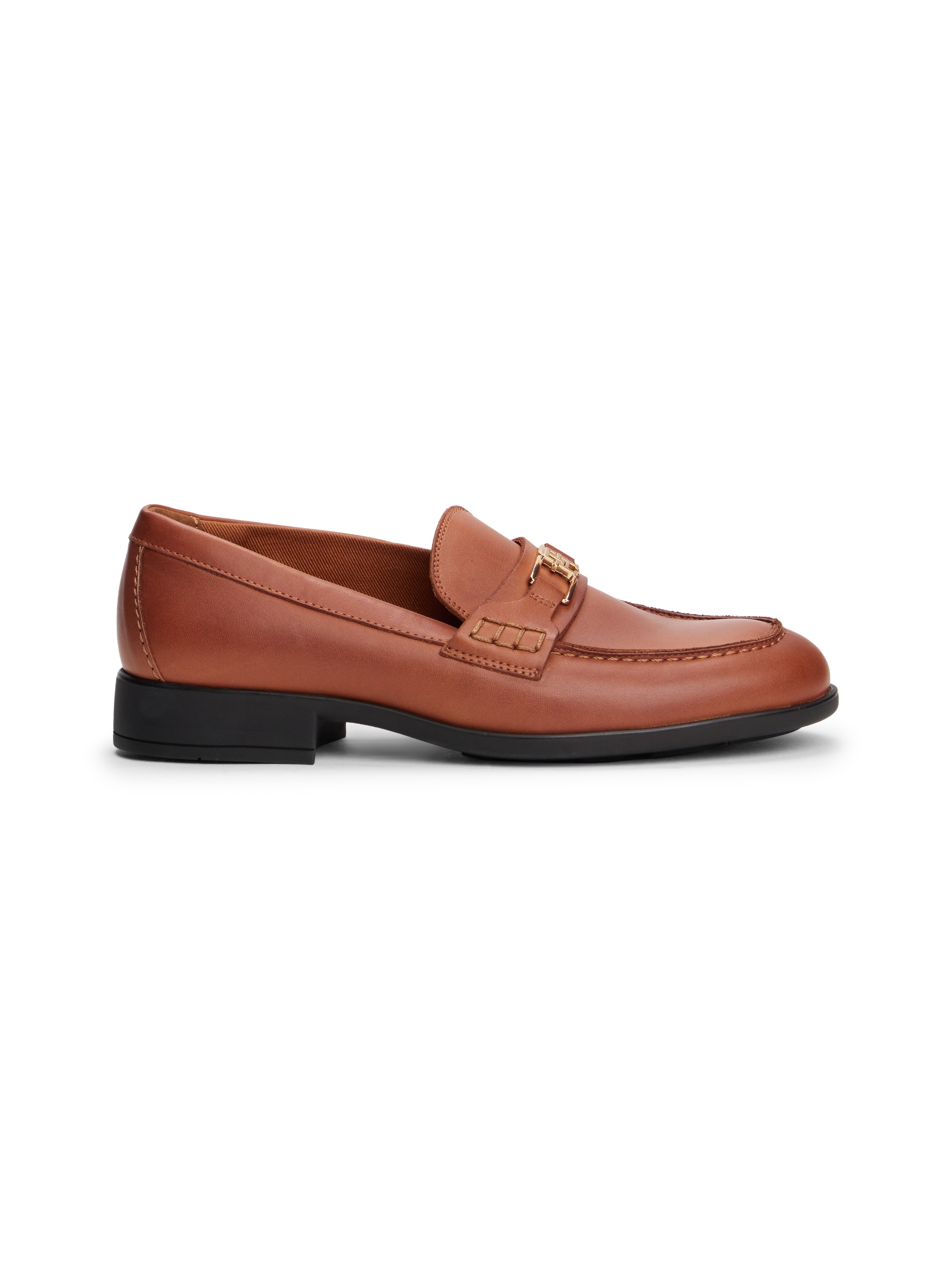 Tommy Hilfiger Loafer »TH LOGO LEATHER LOAFER«, Blockabsatz, Slipper, Businessschuh mit TH-Schmuckspange