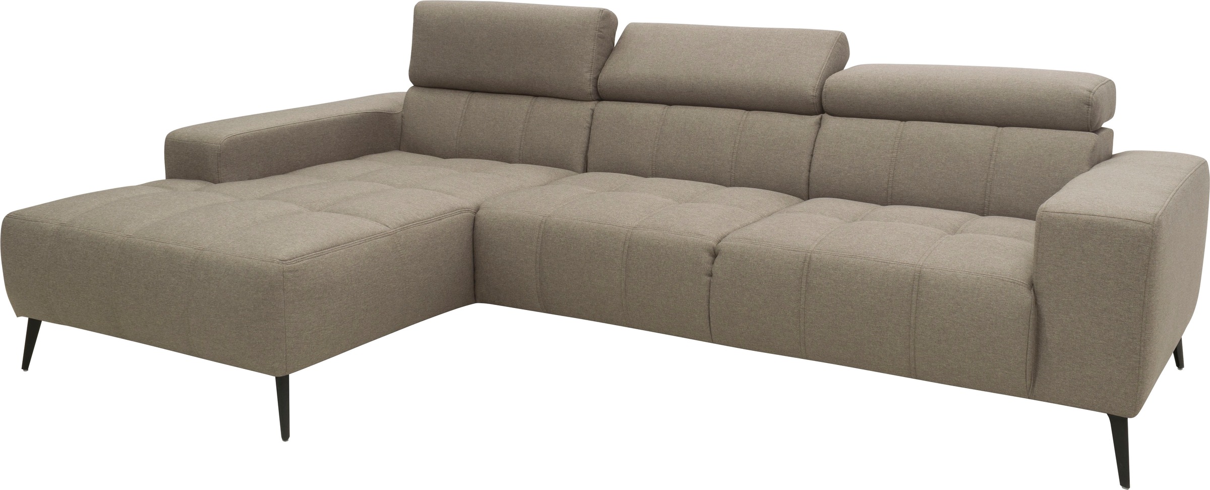 DOMO collection Ecksofa »Trento L-Form, mit Kufenfuß oder Einzelfuß«, wahlweise mit Kopfteilverstellung, Recamiere links/rechts bestellbar