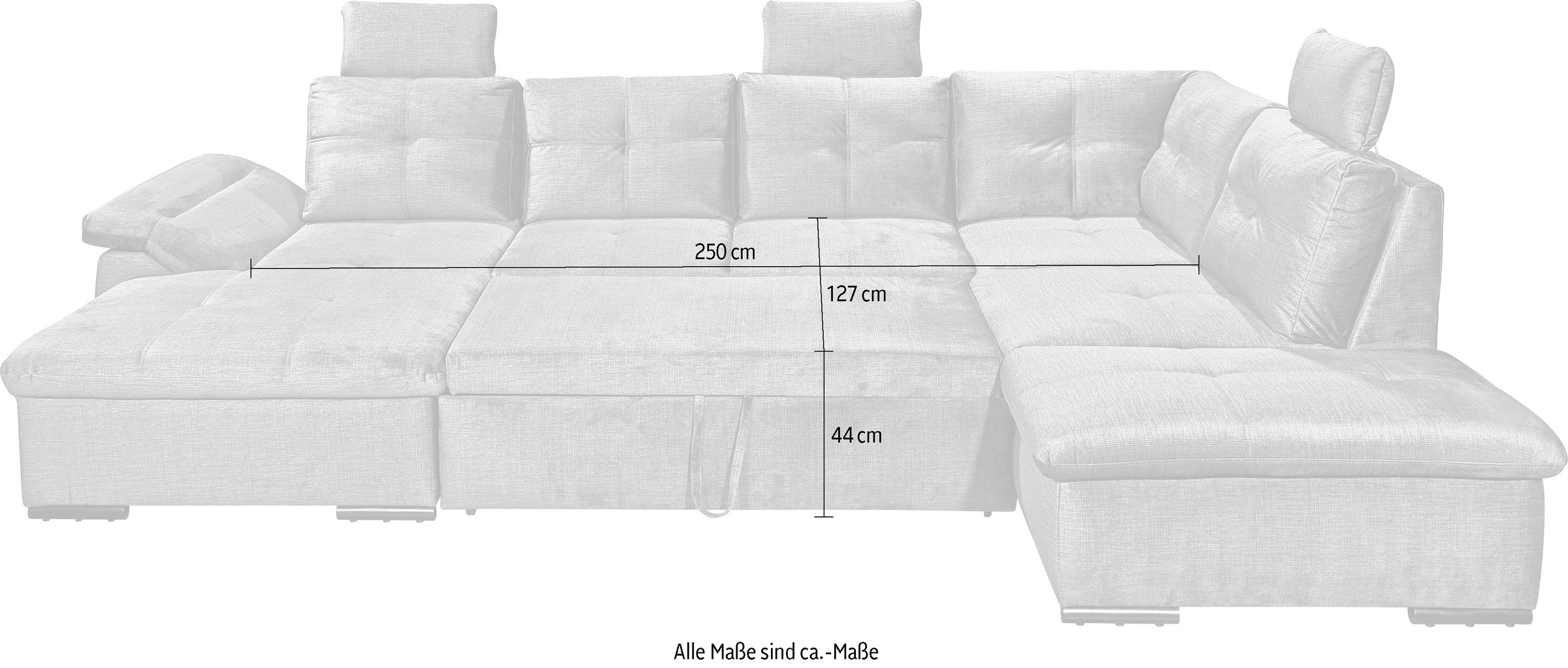 ED EXCITING DESIGN Wohnlandschaft »Alija U-Form«, mit Bettfunktion, Bettkasten, Armteilverstellung & Kopfstützen
