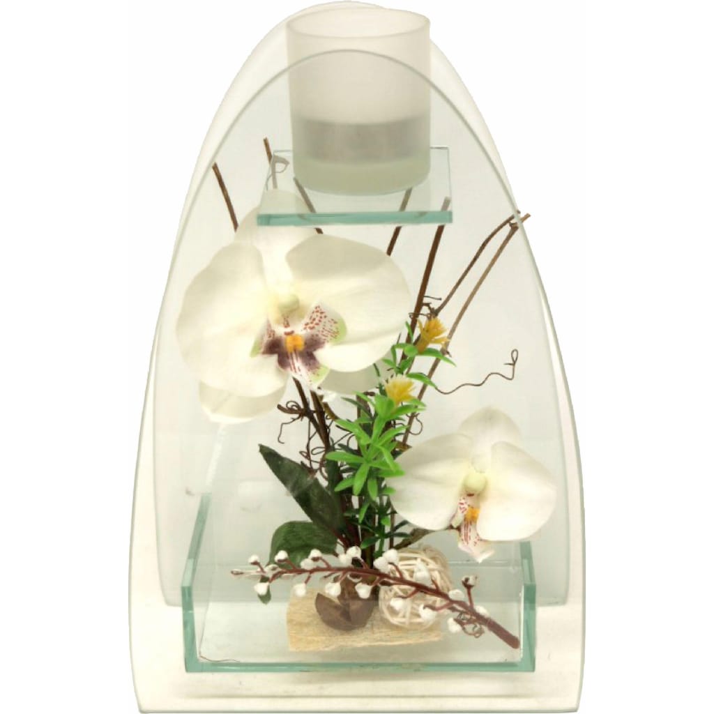 I.GE.A. Kunstpflanze »Orchidee mit Teelichthalter 23/15 cm«