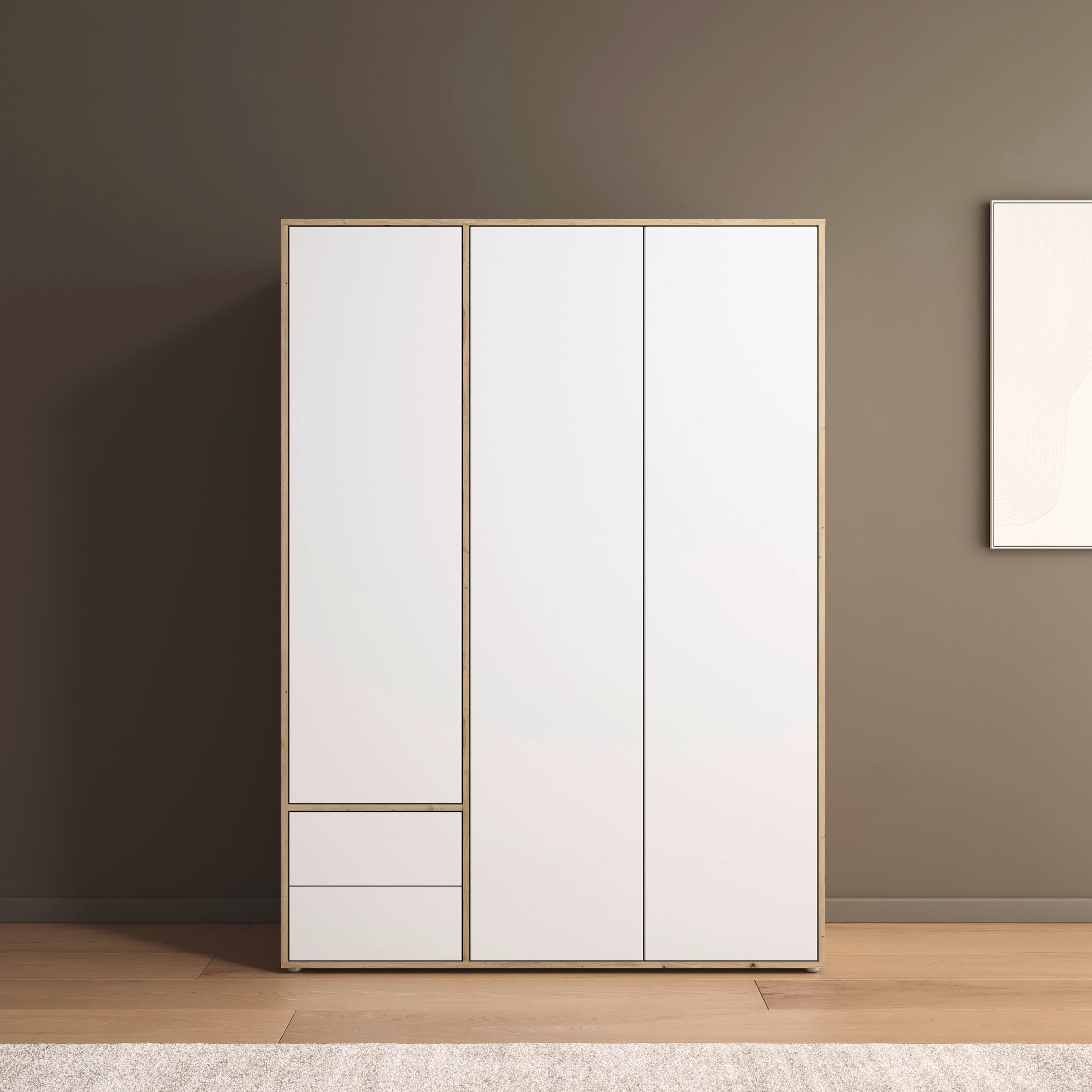 rauch Drehtürenschrank »Kleiderschrank Schrank Garderobe Wäscheschrank NABILA viel Stauraum«, (in 3 verschiedenen Ausstattungen BASIC/CLASSIC/PREMIUM), mit 2 Schubladen und Push-to-Open Funktion TOPSELLER MADE IN GERMANY