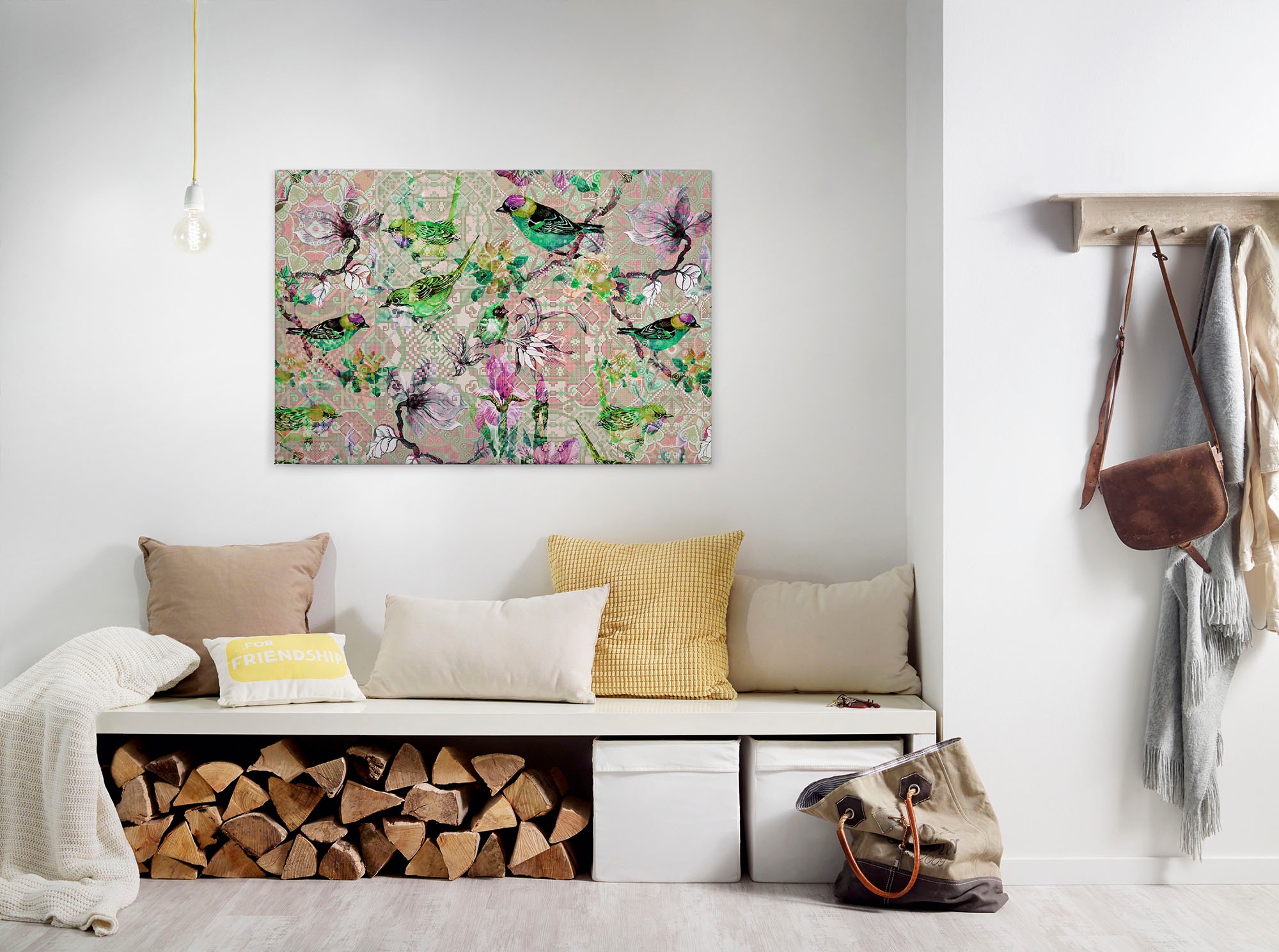 Bricoflor Buntes Leinwandbild Mit Vögeln Für Wohn Und Schlafzimmer Vogel Wa günstig online kaufen