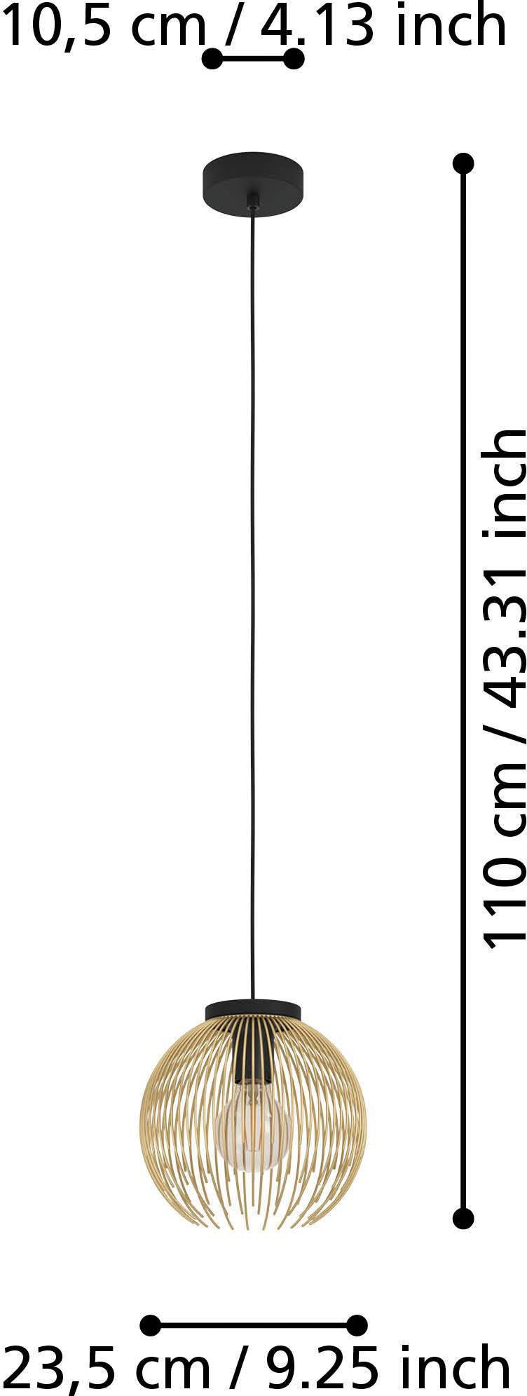 EGLO Hängeleuchte »VENEZUELA«, Leuchtmittel E27 | Leuchtmittel wechselbar-ohne Leuchtmittel, Pendelleuchte Esstisch, Hängelampe aus Metall in schwarz und gold, E27