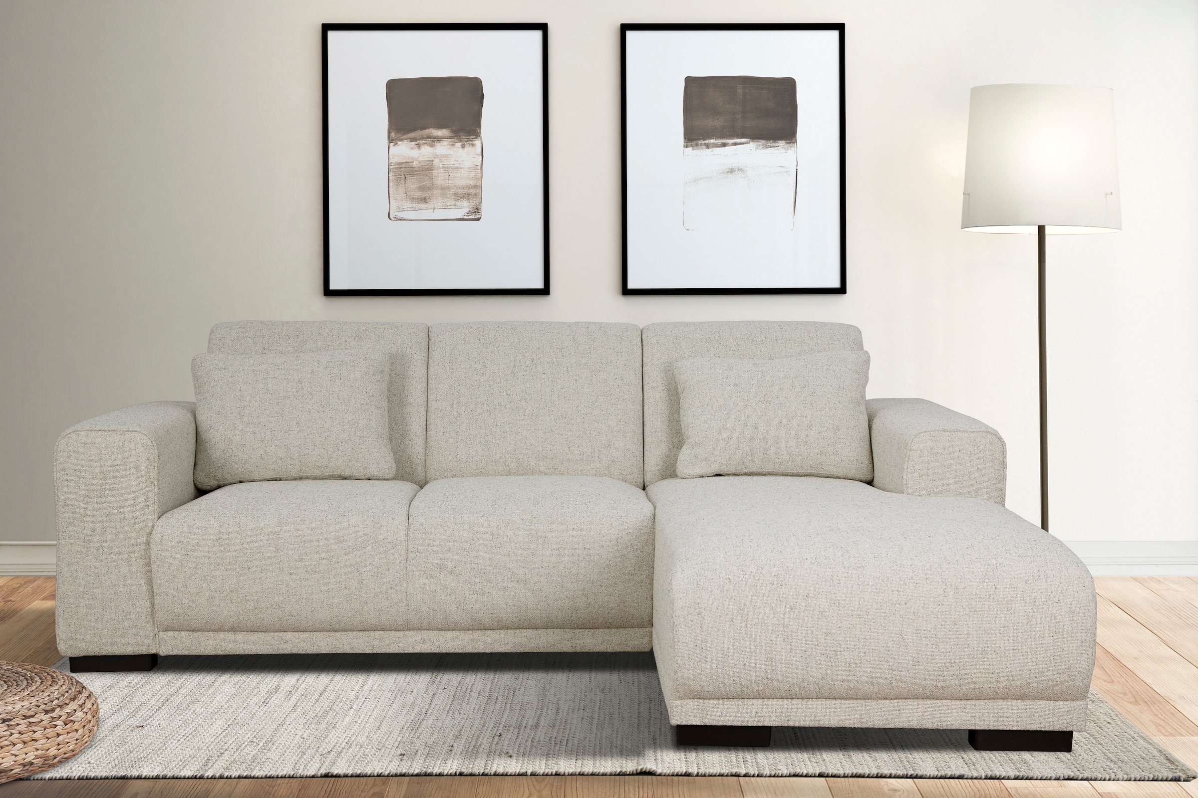 Home affaire Ecksofa »BORNHOLM L-Form mit Recamiere, Maße B/T/H: 234/162/85 cm«, Recamiere links oder rechts bestellbar, Wellenfederung, inkl. 2 Kissen