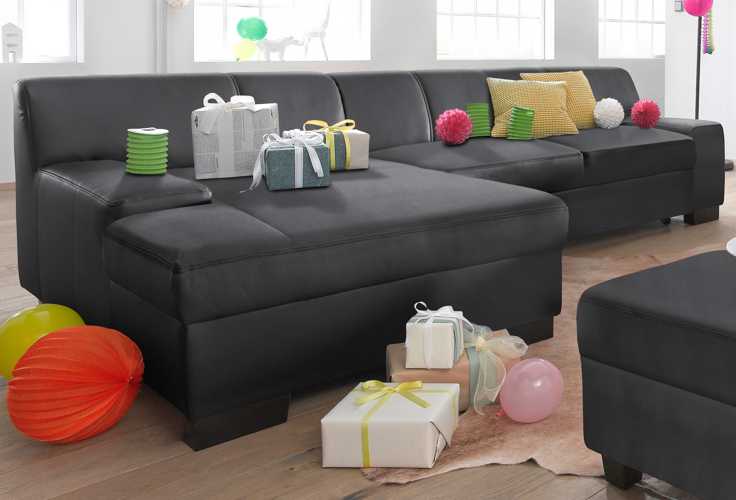 DOMO collection Ecksofa »Norma Top, elegant und modern, flache Armlehnen, komfortabel, L-Form«, wahlweise mit Bettfunktion
