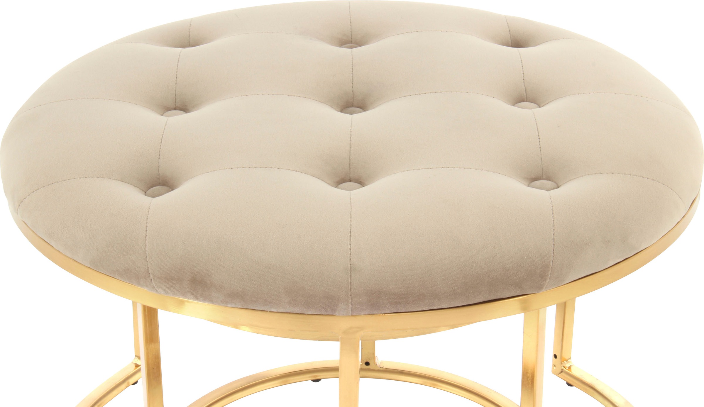 Kayoom Sitzhocker »Hocker Myla 2er-Set, praktisch ineinander schiebbar«, (Set, 2 St.), ineinander schiebbar, rund, gesteppt, mit Zierknöpfen