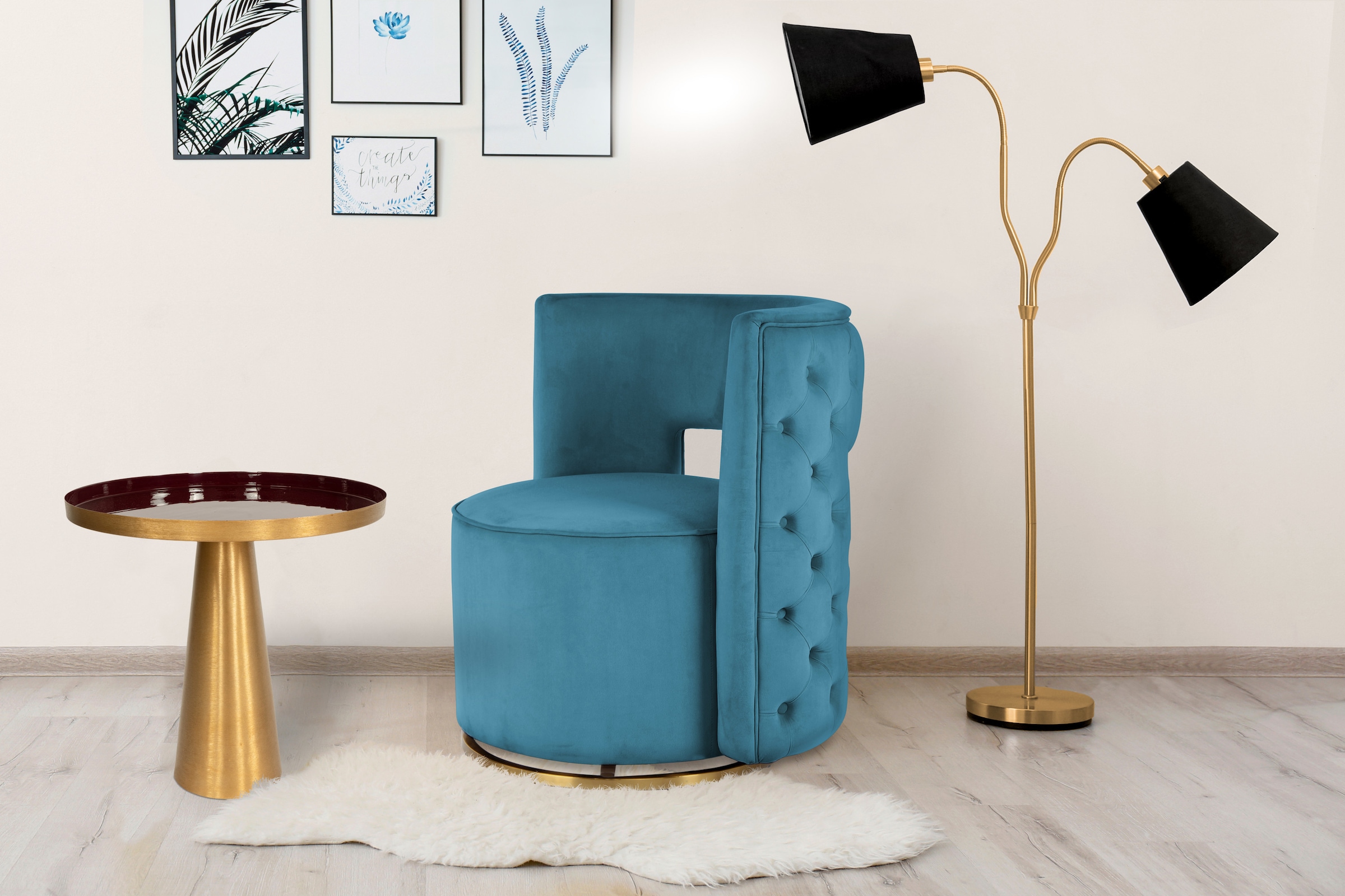 Kayoom Beistelltisch »Morrison 525, Beistelltisch in runder Form, stilvolles Retro-Design« 1 Stk. tlg. Tischplatte in Tablettform, moderne Farben, Tablettrandhöhe: 3 cm