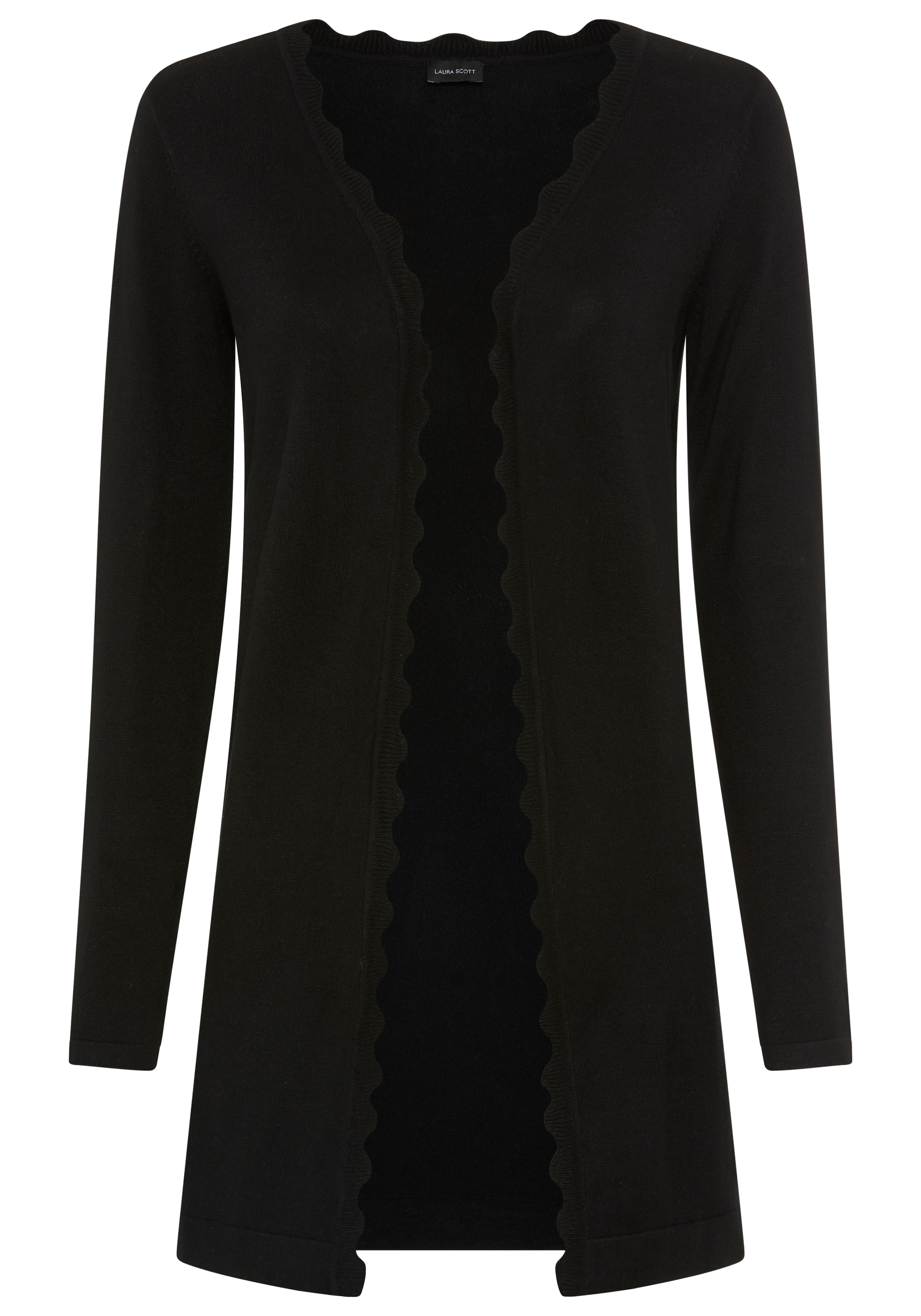 Laura Scott Strickjacke Feinstrick in Longform mit femininer Wellenkante