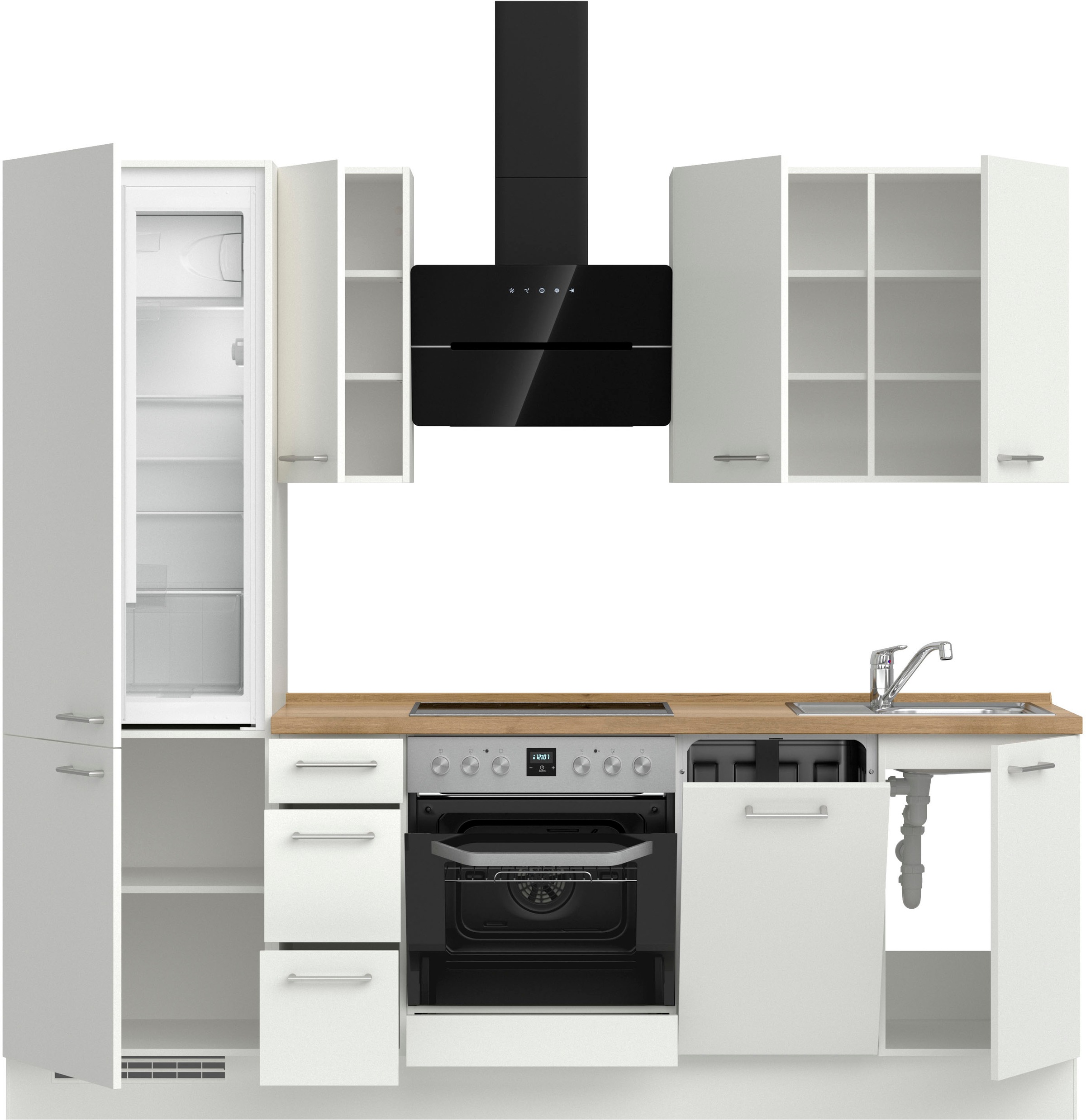 nobilia® Küchenzeile »"Laser II"«, vormontiert, Ausrichtung wählbar, Breite 240 cm, wahlw. mit E-Geräten