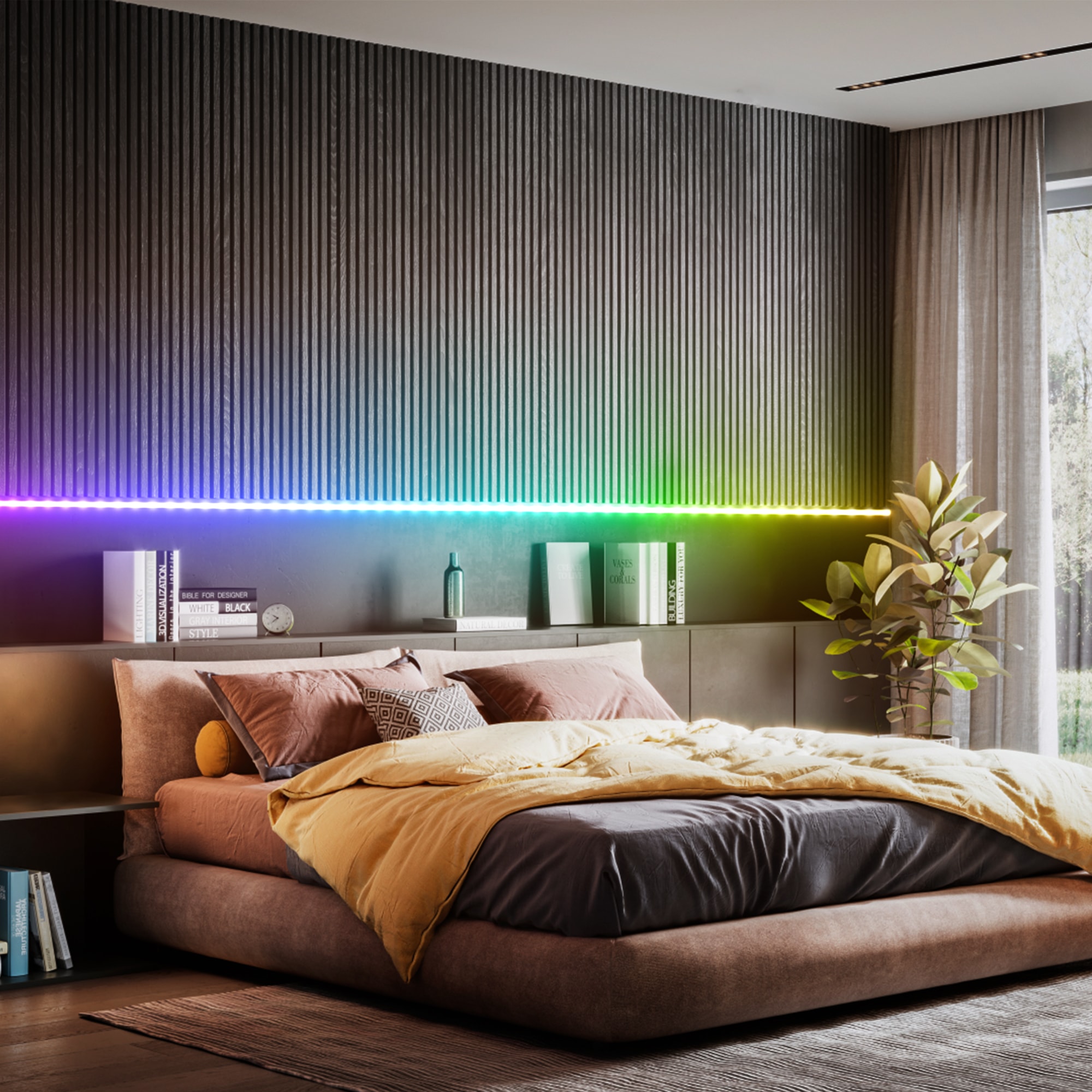 B.K.Licht LED Stripe »USB RGBIC LED Strip, 5 m, mit Farbwechsel«, 150 St.-flammig, Lichtleiste, mit Musiksensor, mit Fernbedienung, selbstklebend