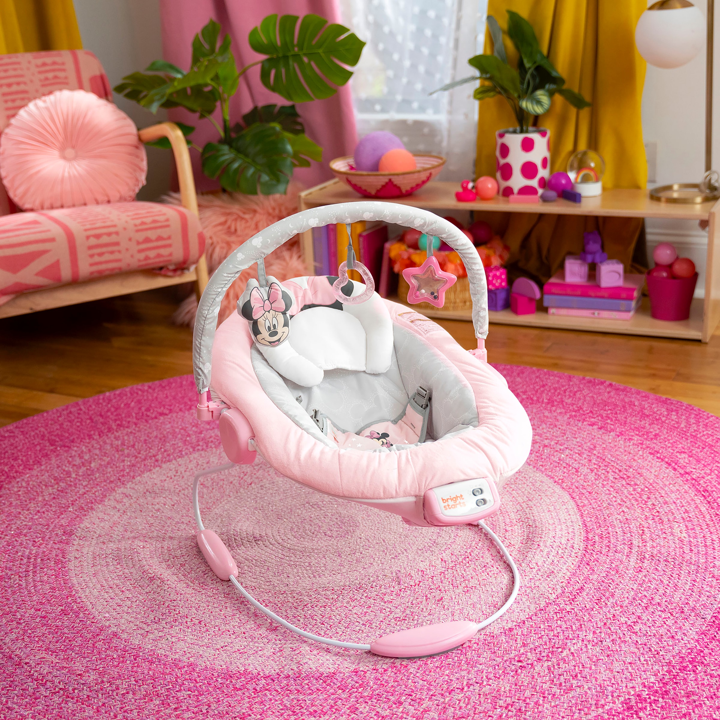 Bright Starts Babywippe »Minnie Mouse Rosy Skies ™ Comfy Bouncer« bis 9 kg mit Sound-Effekt