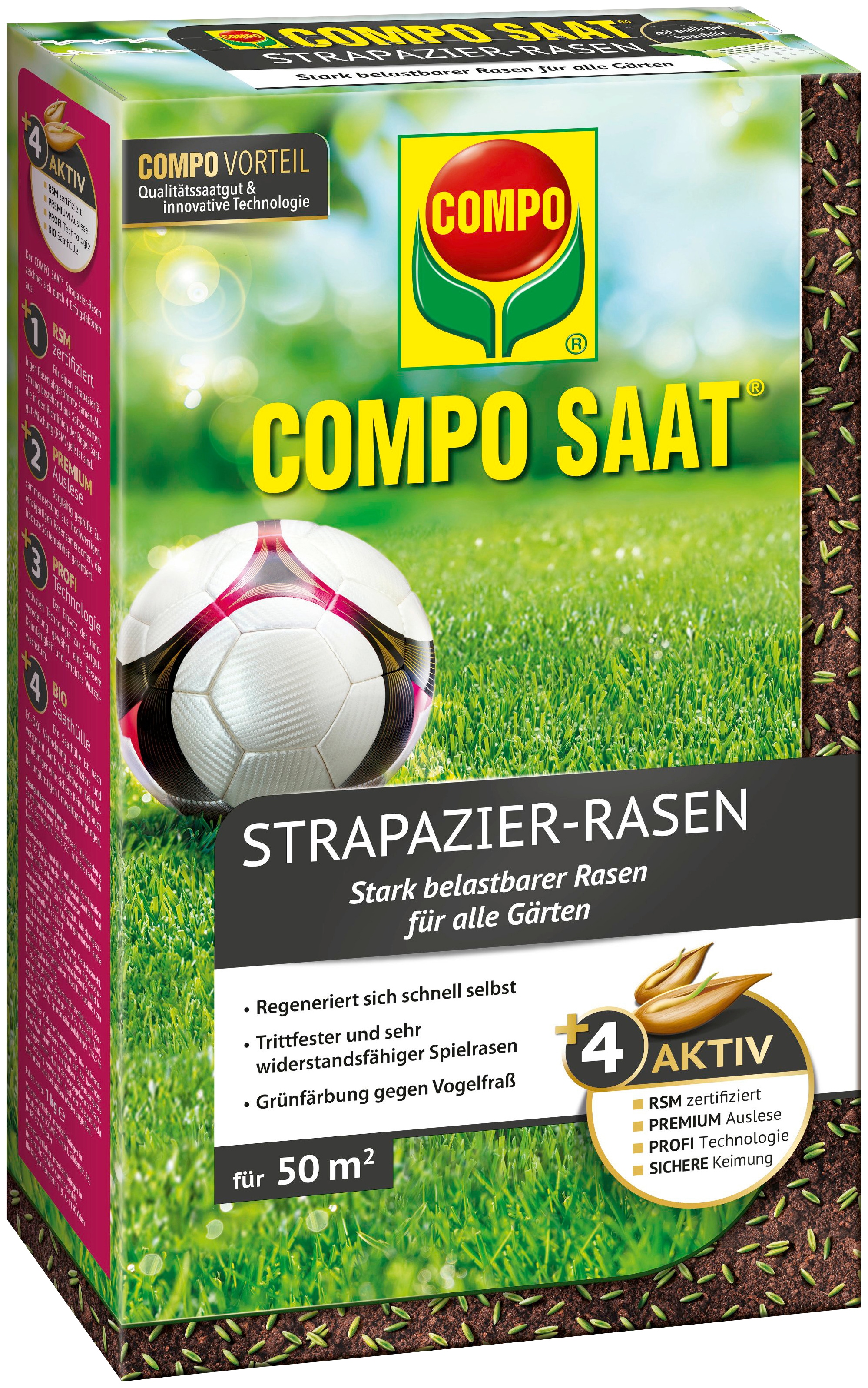 Compo Rasensamen »COMPO SAAT®«, Strapazier-Rasen, 1 kg, für 50 m²