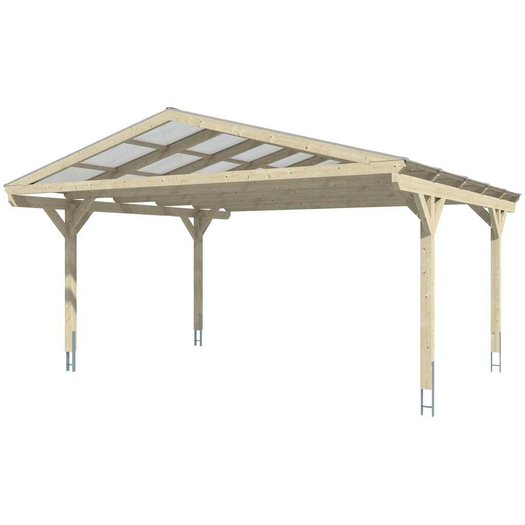 Skanholz Doppelcarport »Westerwald«, Leimholz-Nordisches Fichtenholz, 534 cm, dunkelgrau