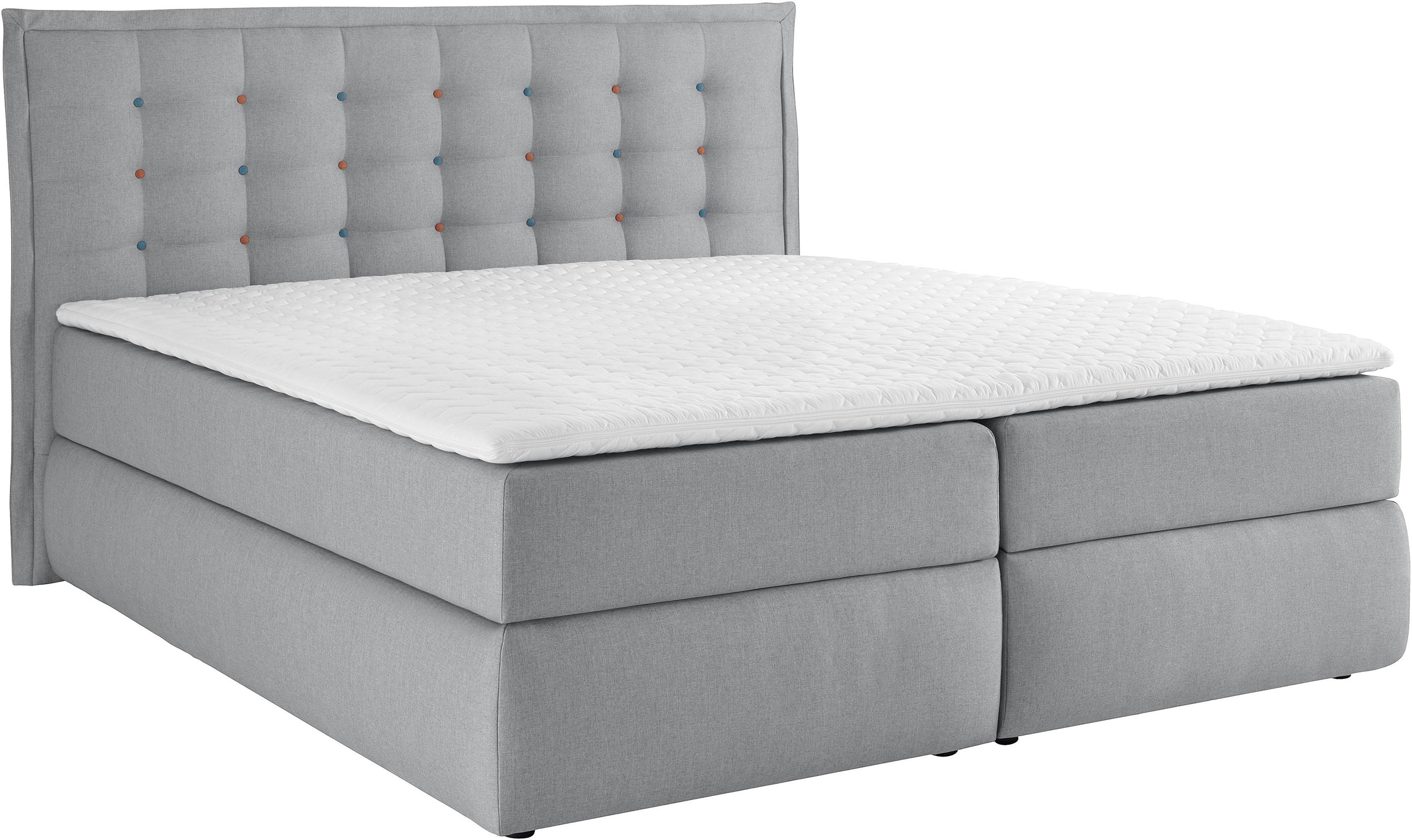 INOSIGN Boxspringbett »Sagres«, Kopfteil mit 2farbiger Flatterbiese und zweifarbigen Knöpfen