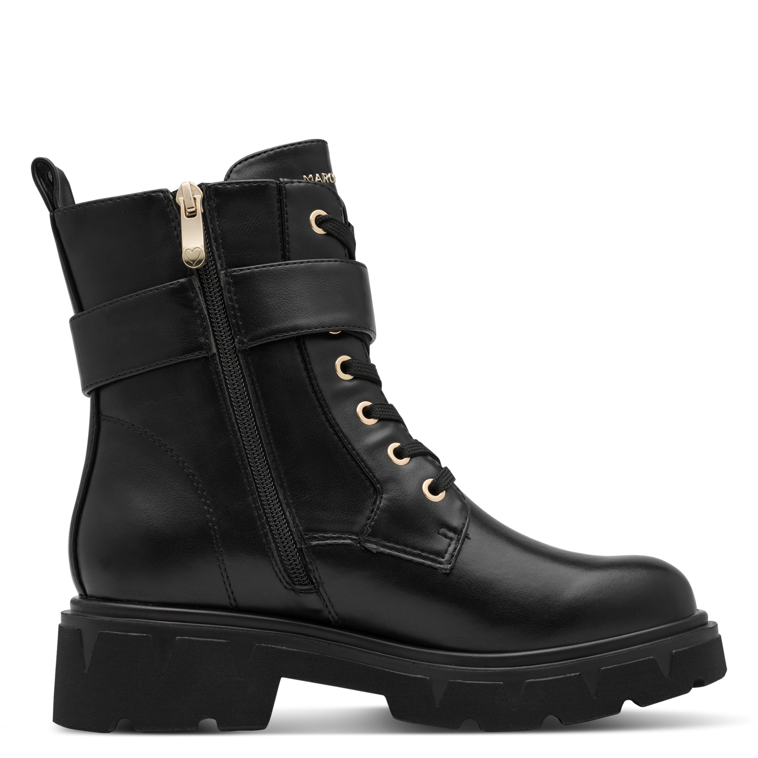 MARCO TOZZI Schnürstiefelette  Blockabsatz, Ankle Boots, Schnürboots mit Herz-Schmuckelement