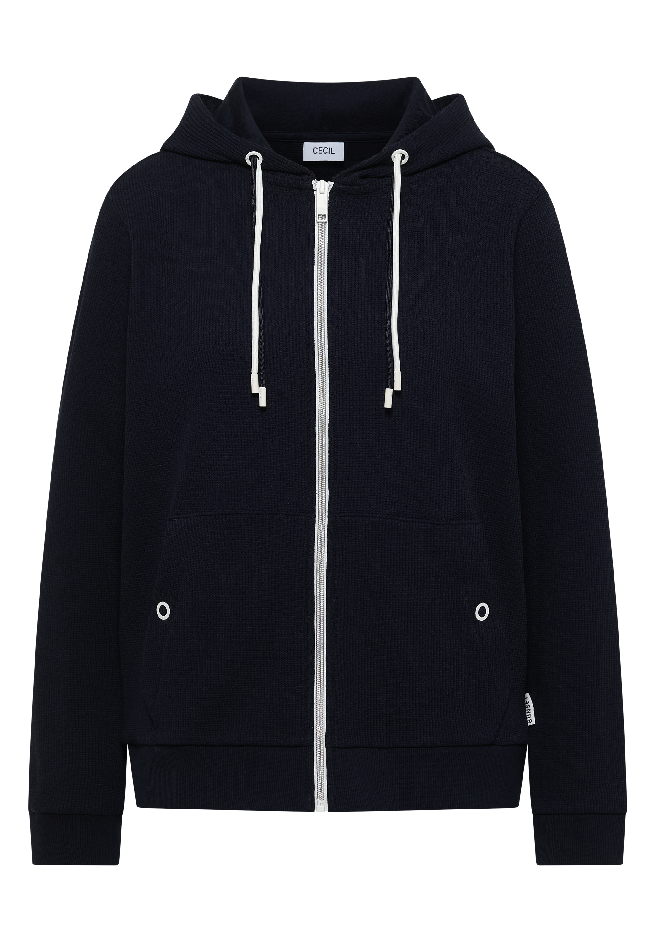 Cecil Kapuzensweatjacke mit Struktur und seitlichen Taschen mit Knopf