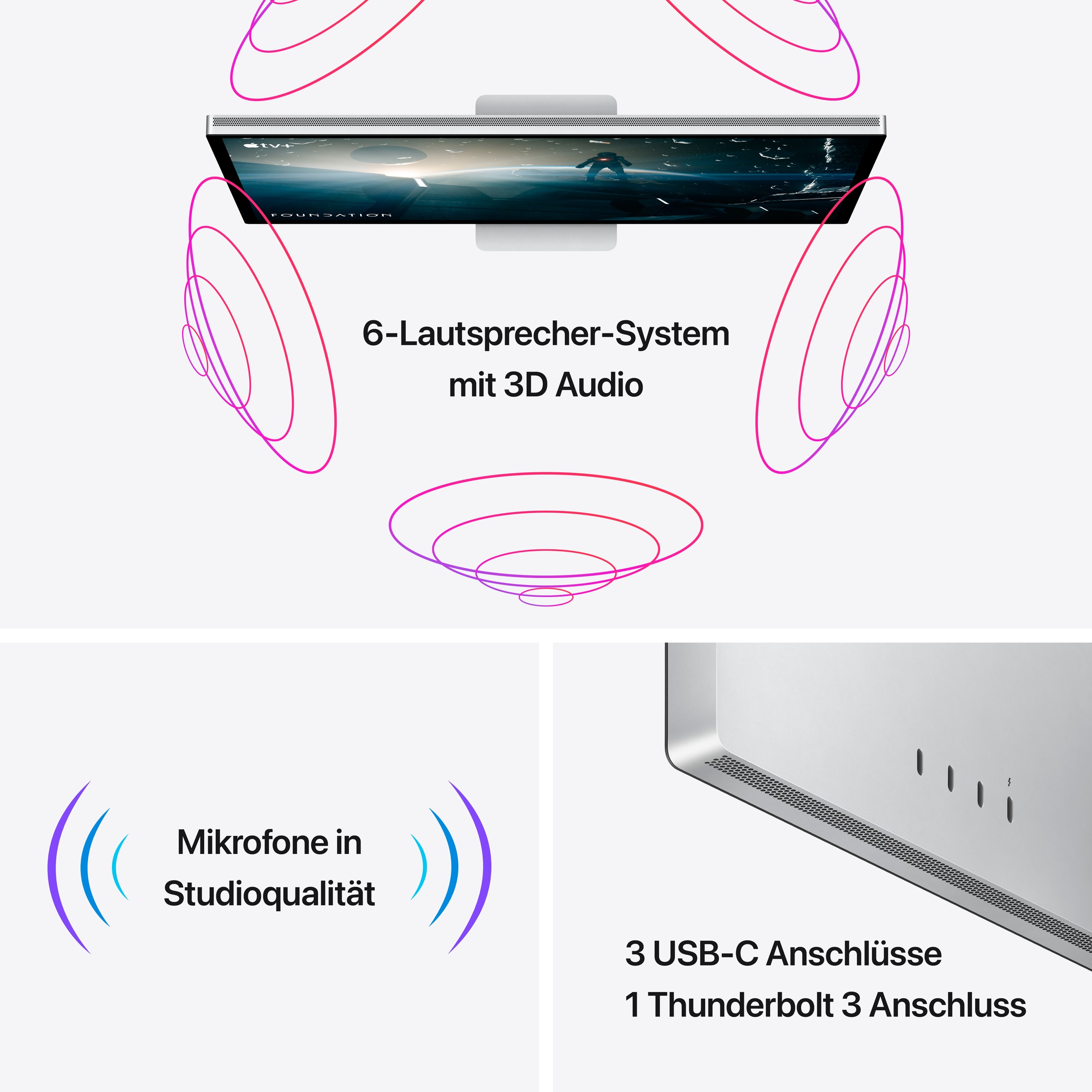 Apple LED-Monitor »Studio Display«, 68,3 cm/27 Zoll, 5120 x 2880 px, 5K, Nanotexturglas