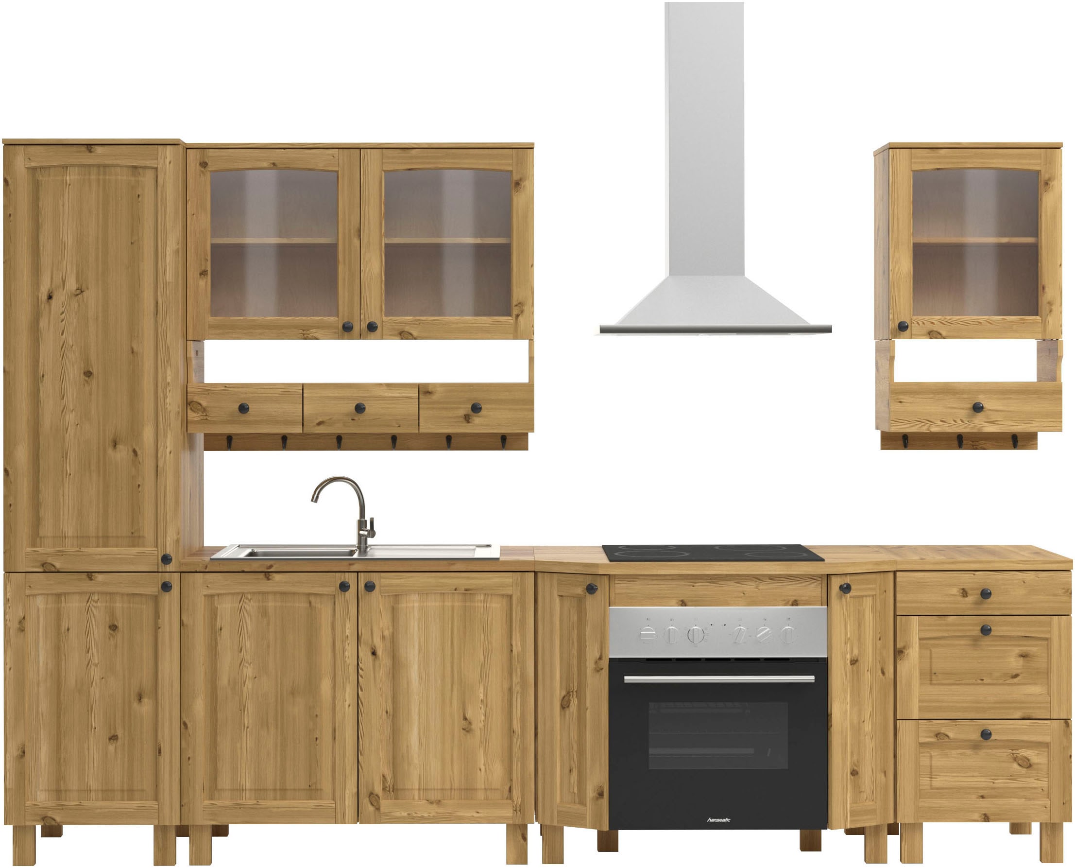 Kochstation Küchenzeile »KS-Osby«, Kiefer massiv, Breite 296 cm, ohne E-Geräte